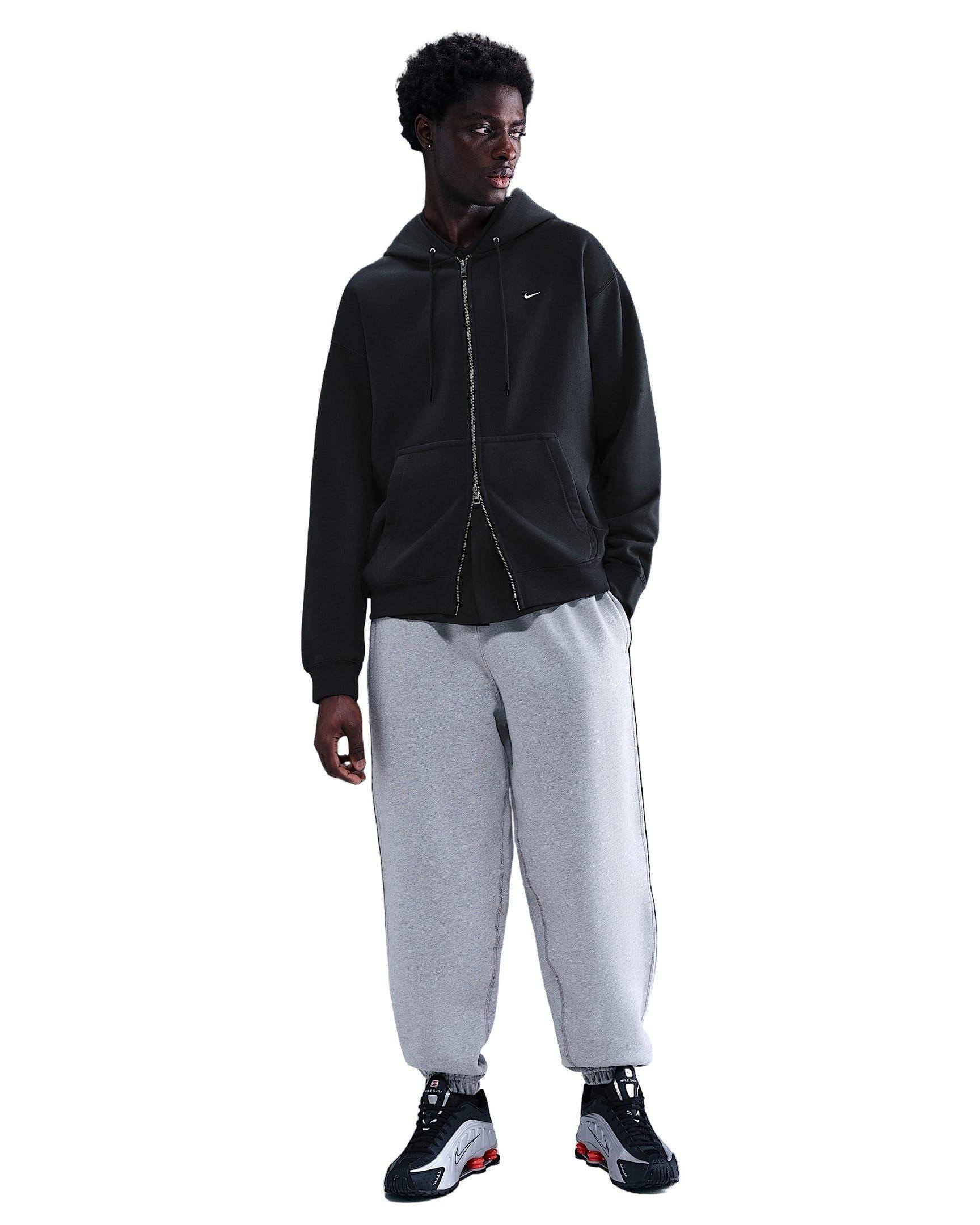 Nike Men's Solo Swoosh Full-Zip Fleece Hooded Jacket - BLACK Thumbnail View 4