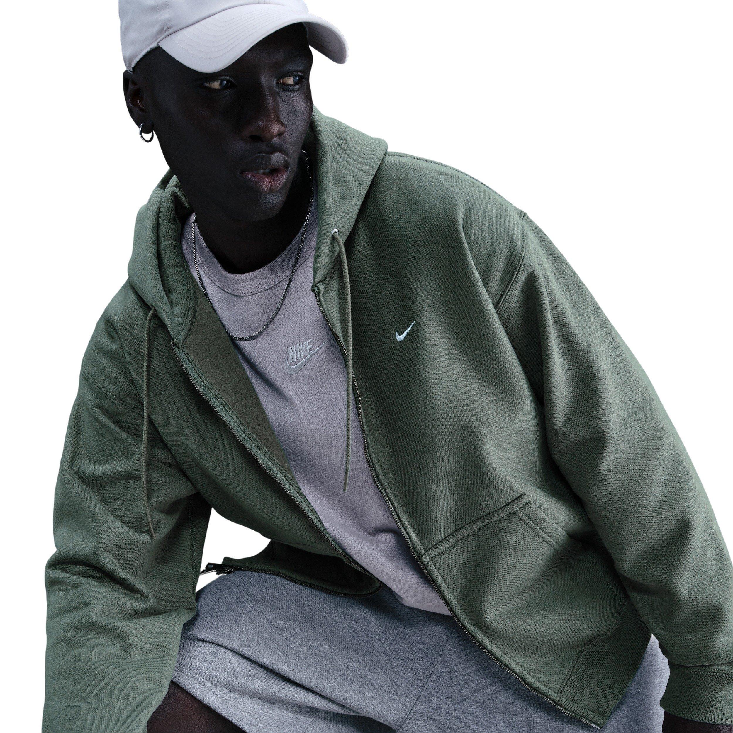 Nike Men's Solo Swoosh Full-Zip Fleece Hooded Jacket - GREY Thumbnail View 3