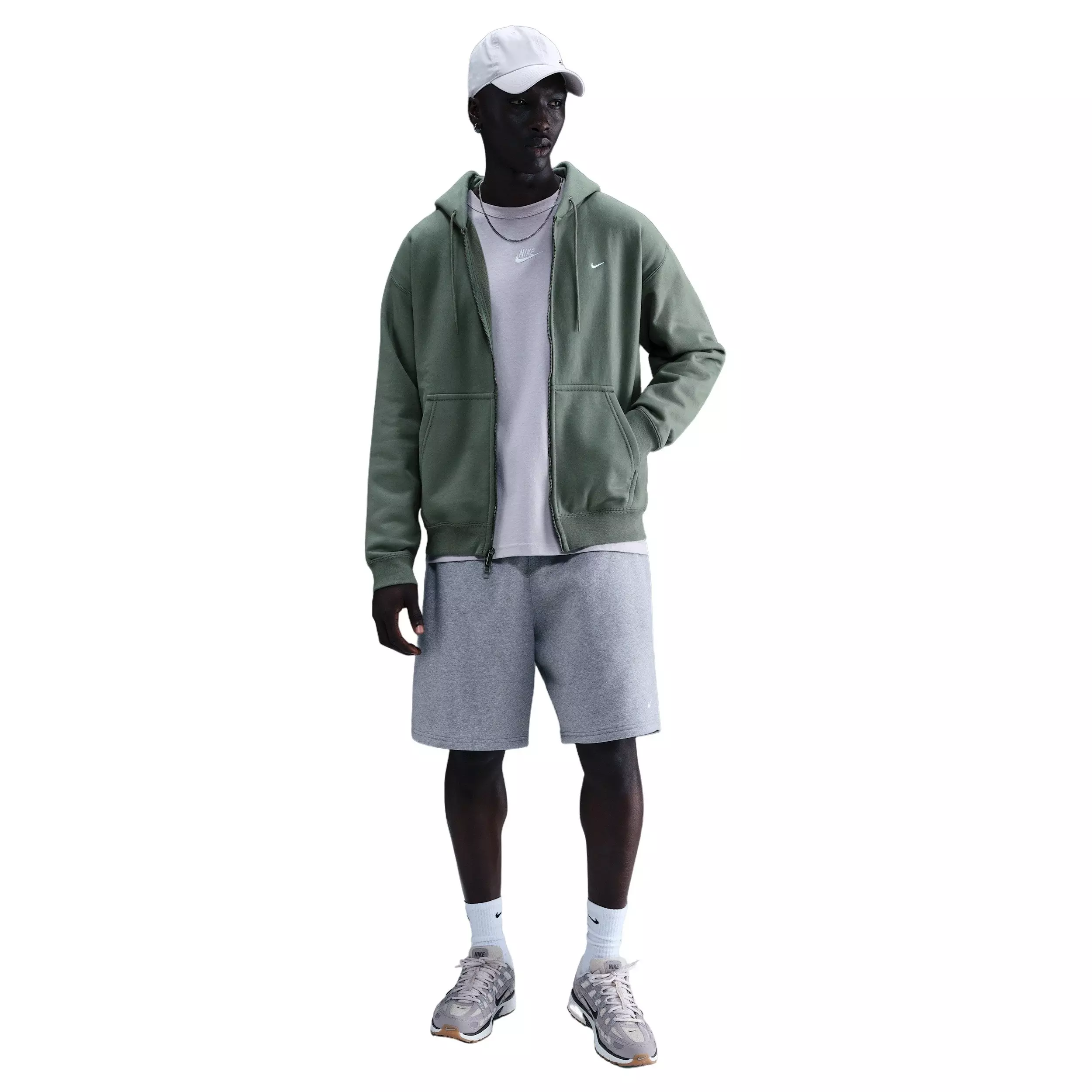 Nike Men's Solo Swoosh Full-Zip Fleece Hooded Jacket - GREY