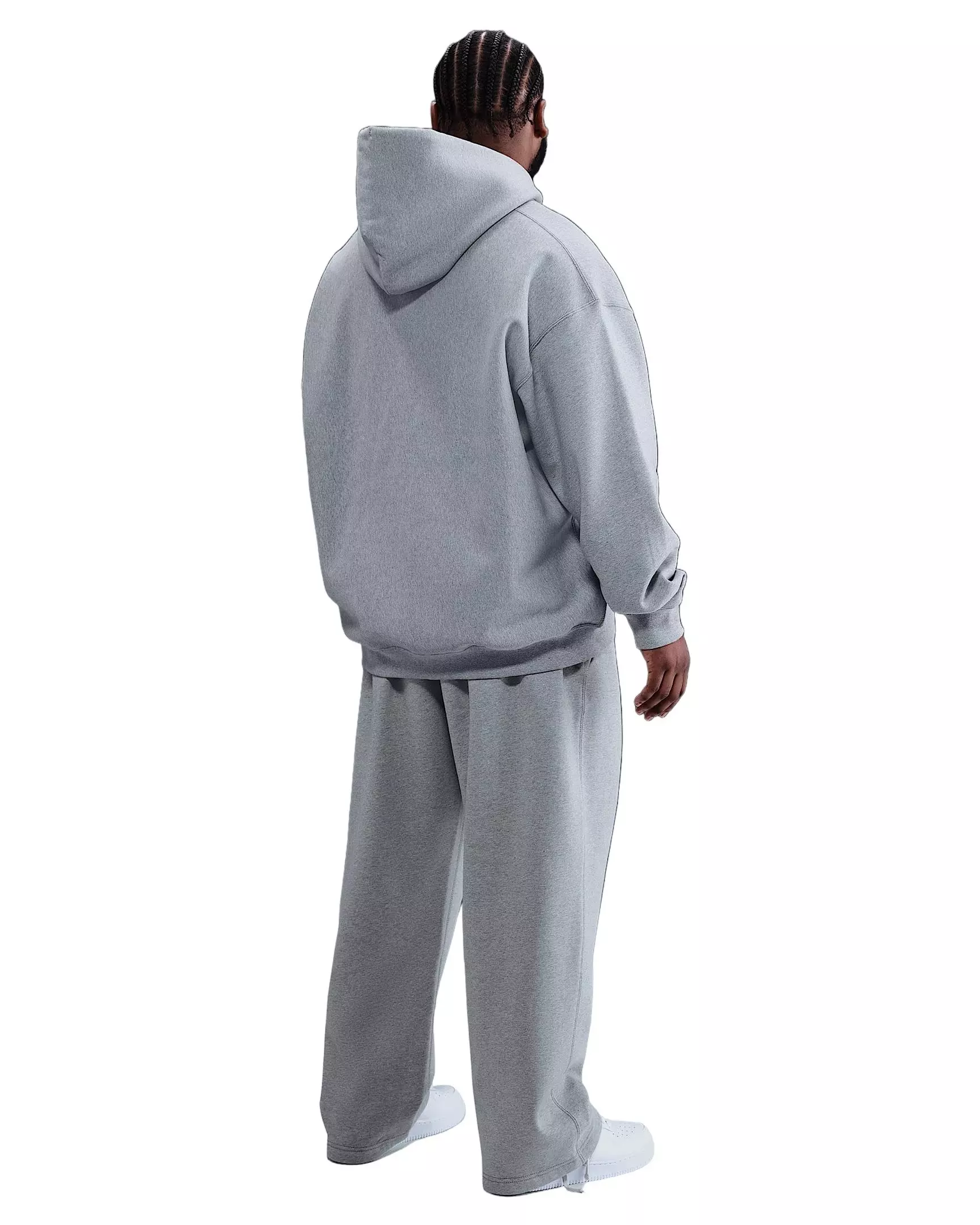 Nike Men's Solo Swoosh Full-Zip Fleece Hooded Jacket - LIGHT GREY