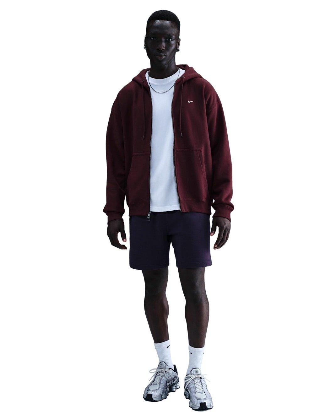 Nike Men's Solo Swoosh Full-Zip Fleece Hooded Jacket - BURGUNDY Thumbnail View 4