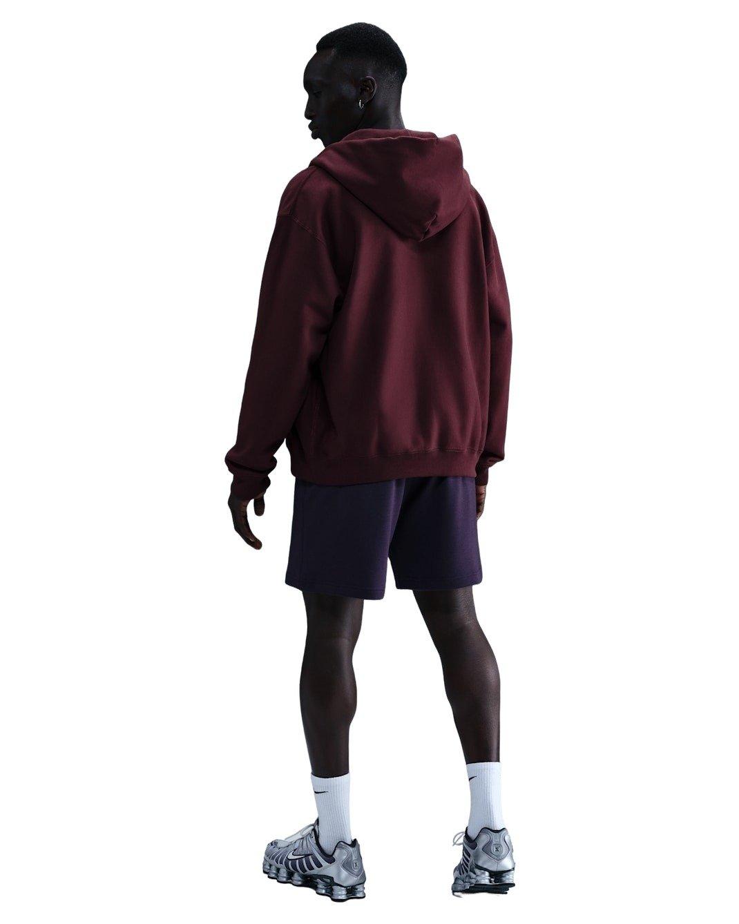 Nike Men's Solo Swoosh Full-Zip Fleece Hooded Jacket - BURGUNDY Thumbnail View 5