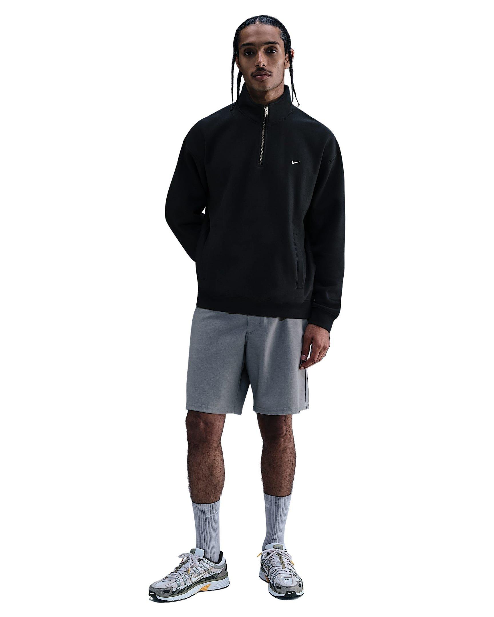 Nike Men's Solo Swoosh Fleece Quarter-Zip Top - BLACK Thumbnail View 4