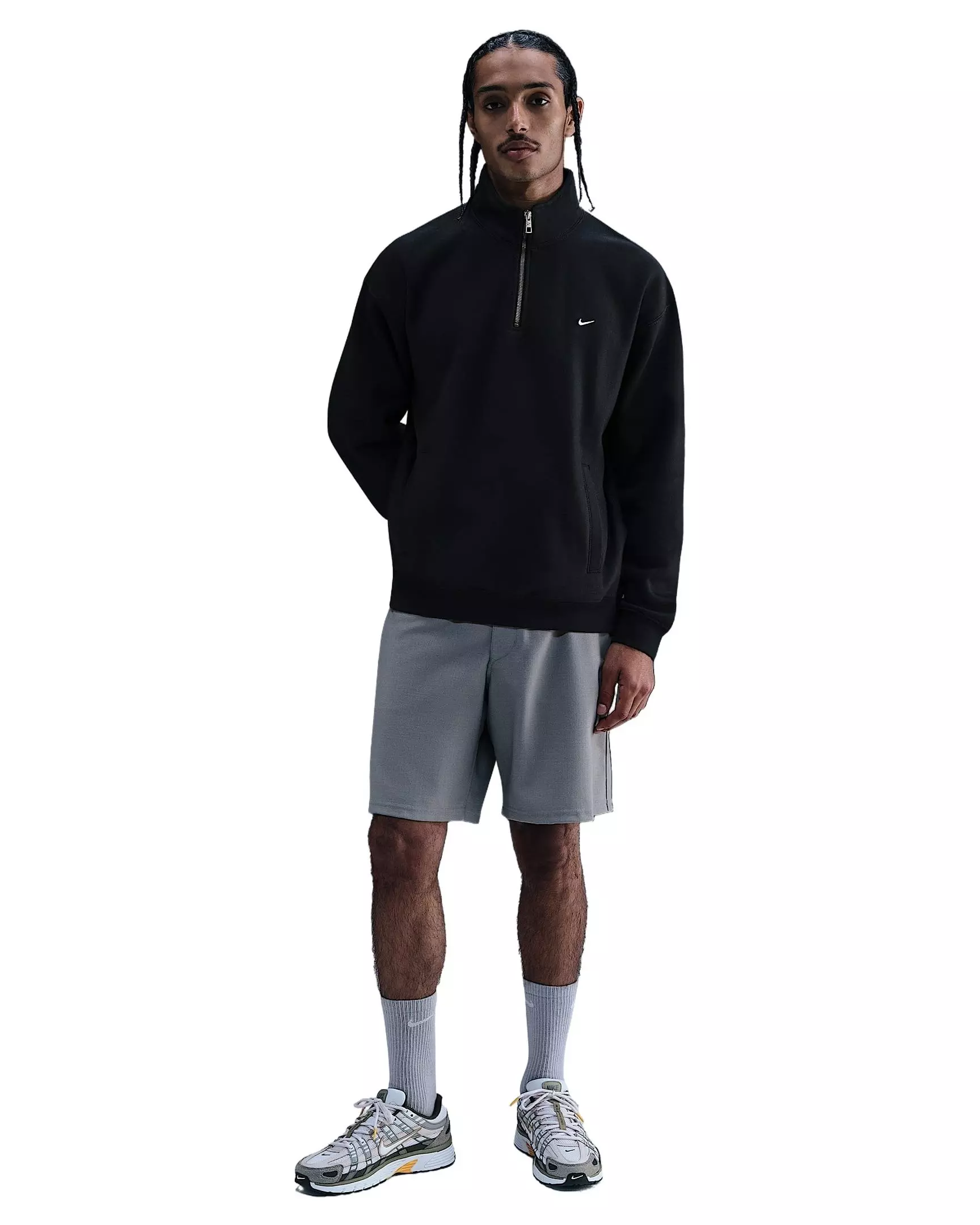 Nike Men's Solo Swoosh Fleece Quarter-Zip Top - BLACK