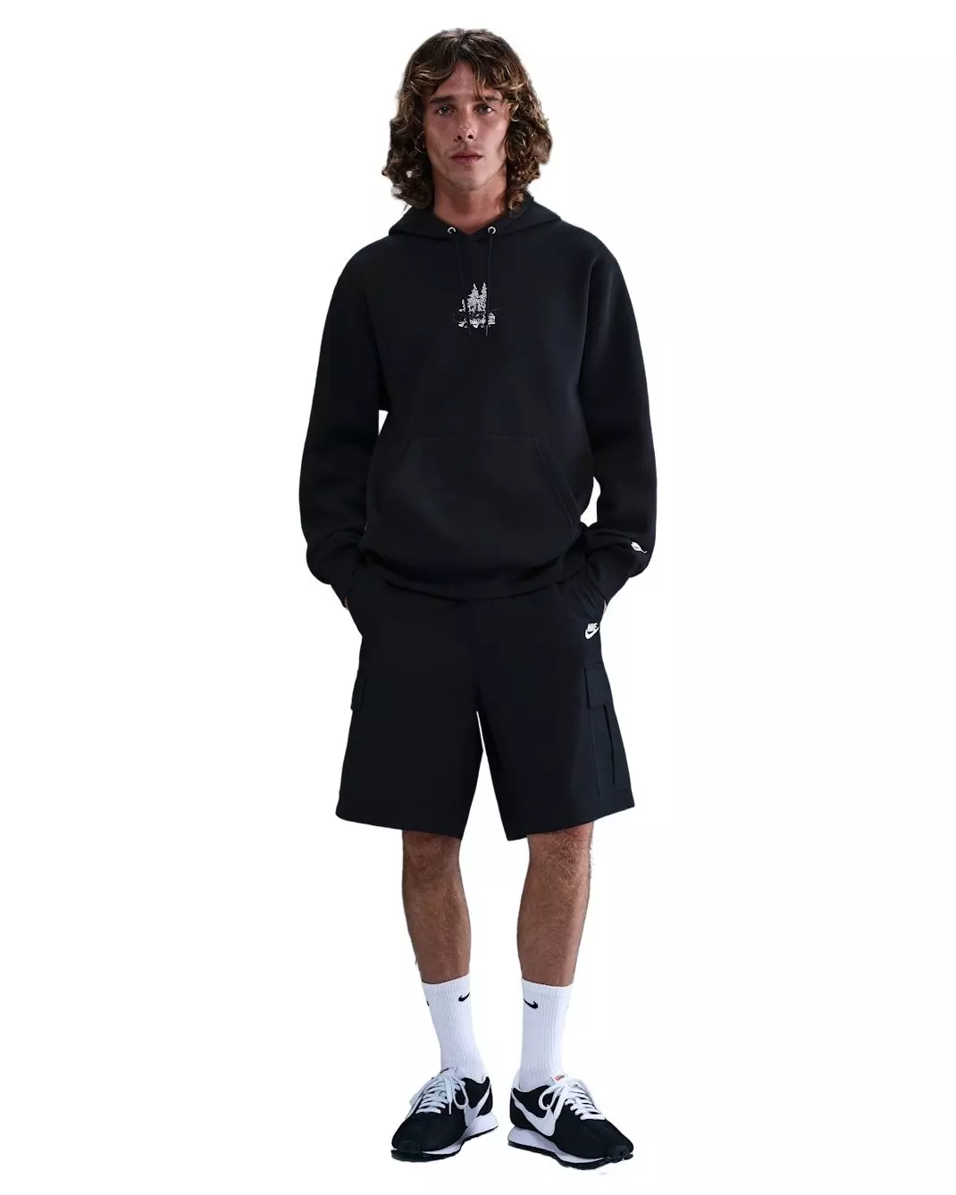 Nike Men's Sportwear Club BB Oregon Waffle Fleece Hoodie - BLACK