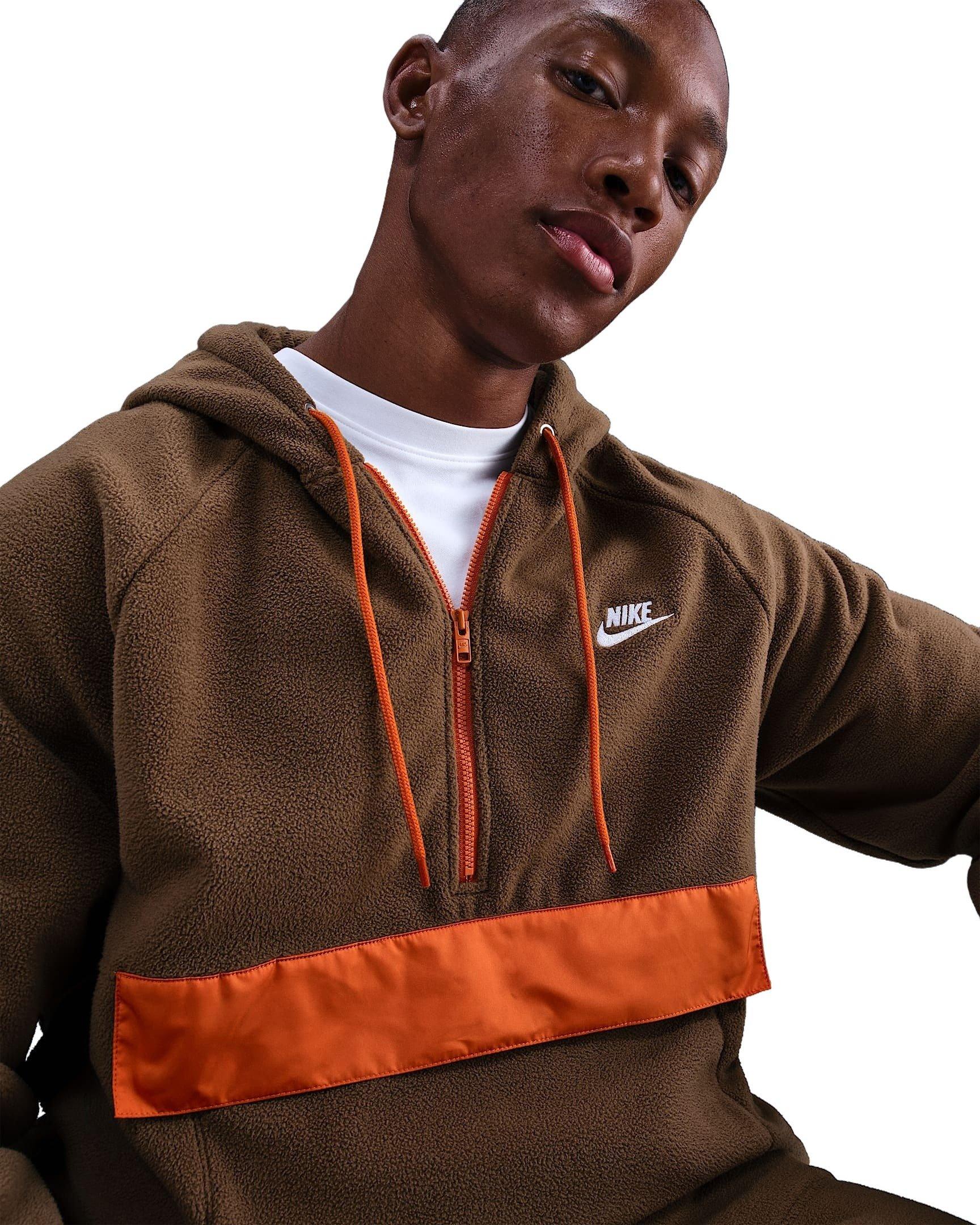 Nike Men's Sportswear Club Fleece Winterized Top - BROWN Thumbnail View 3