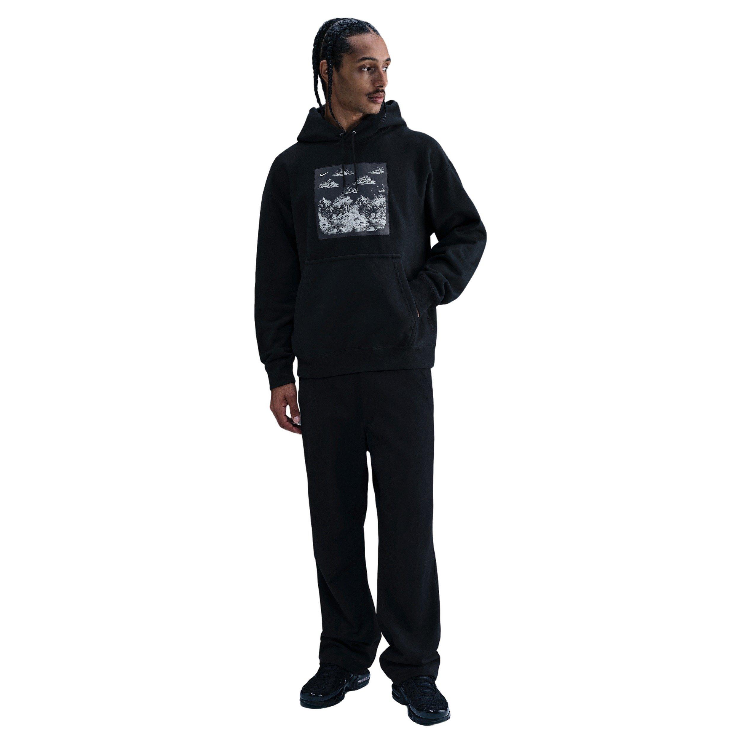 Nike Men's Solo Swoosh BB Pullover Graphic Hoodie - BLACK Thumbnail View 4