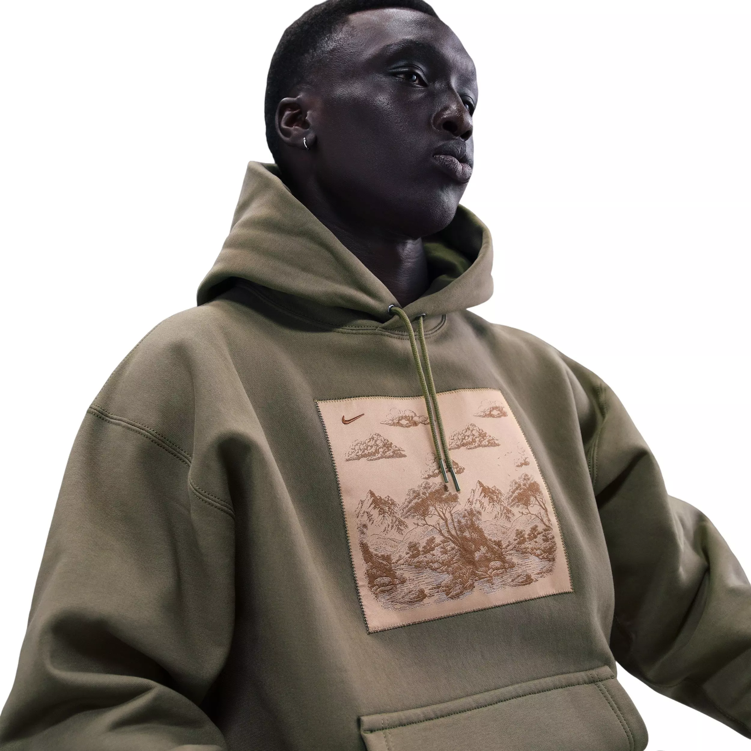 Nike Men's Solo Swoosh BB Pullover Graphic Hoodie - GREEN