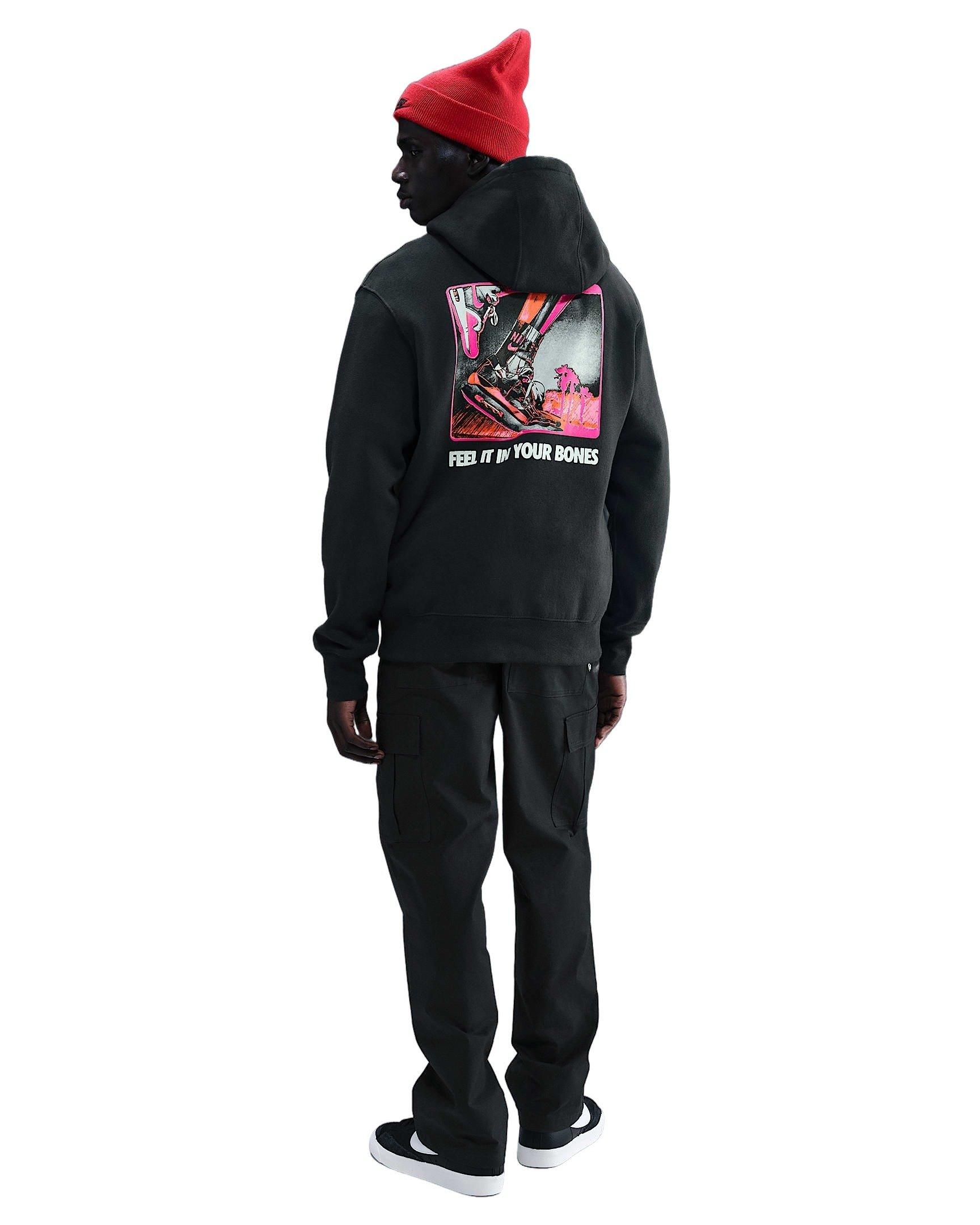 Nike Men's Sportswear Club Pullover Fleece Hoodie - BLACK Thumbnail View 5