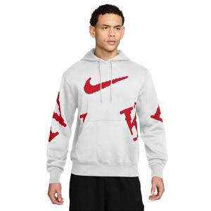 Nike Men's Sportswear Club Fleece Hoodie - White/Red