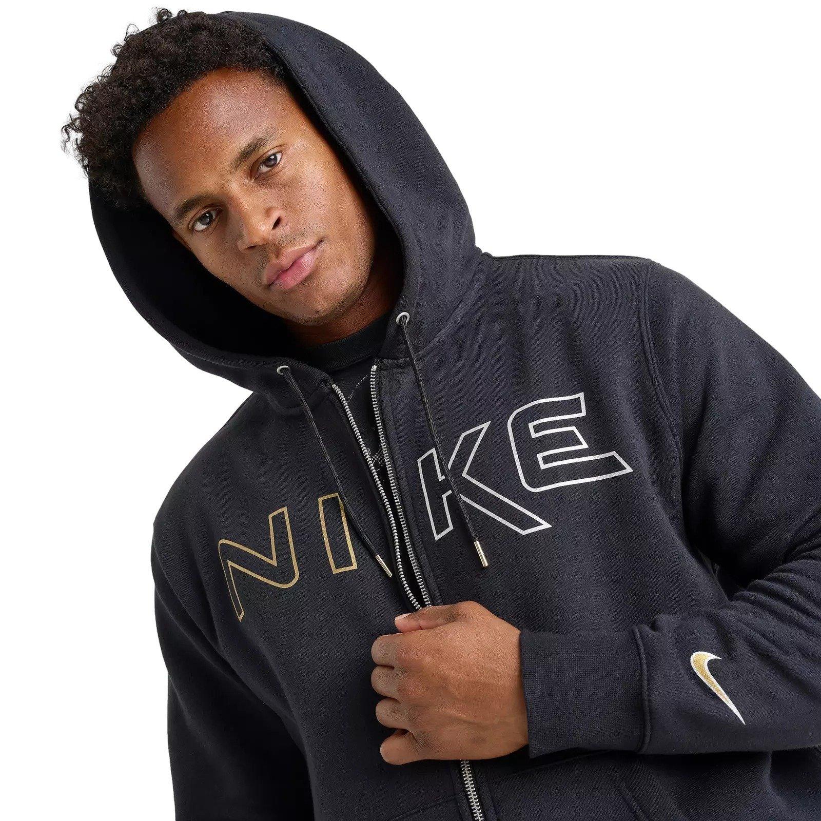 Nike Men's Club Fleece Department of Motion Full-Zip Hooded Jacket - BLACK Thumbnail View 3