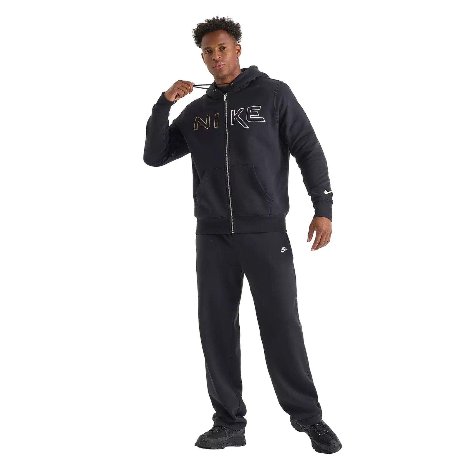 Nike Men's Club Fleece Department of Motion Full-Zip Hooded Jacket - BLACK Thumbnail View 5