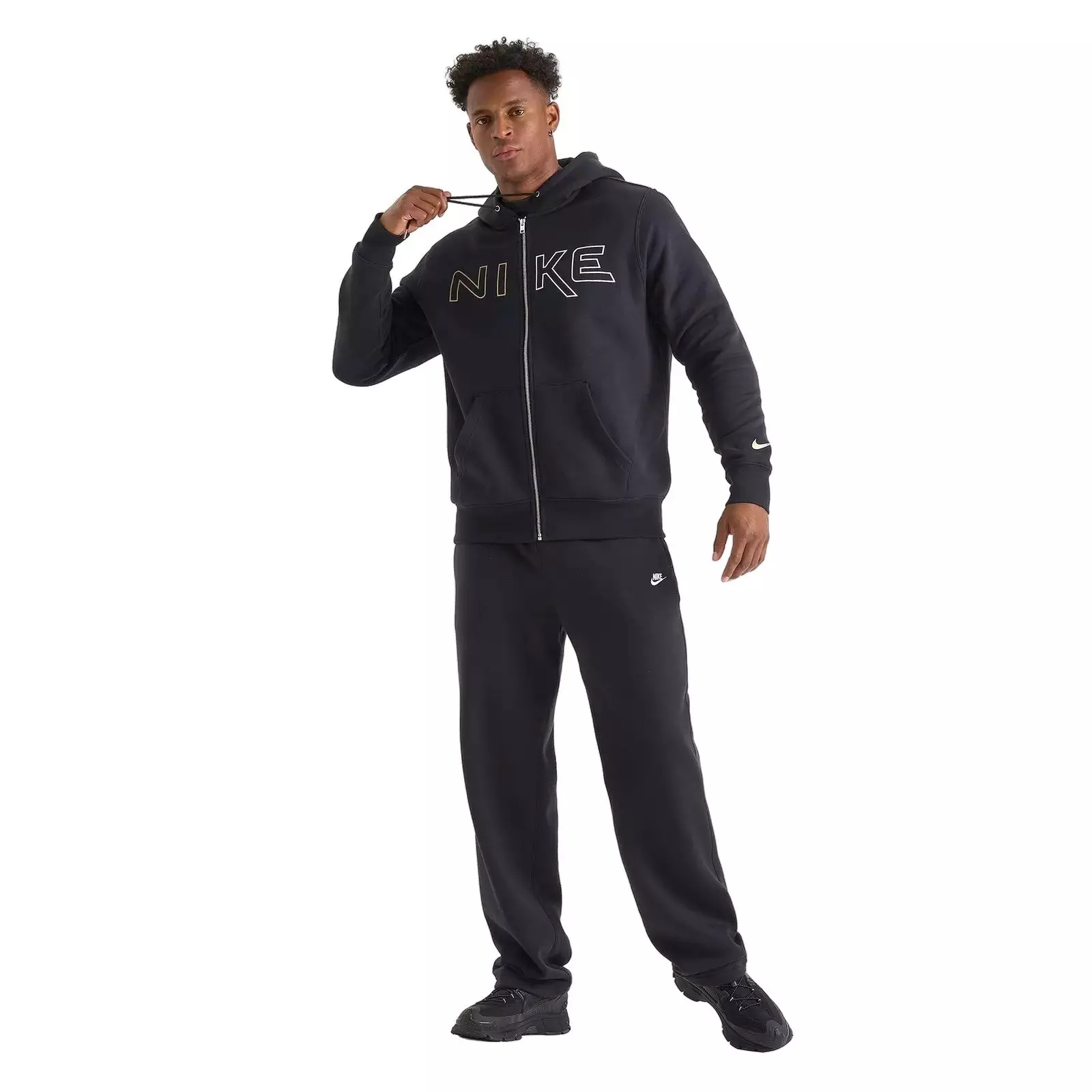 Nike Men's Club Fleece Department of Motion Full-Zip Hooded Jacket - BLACK