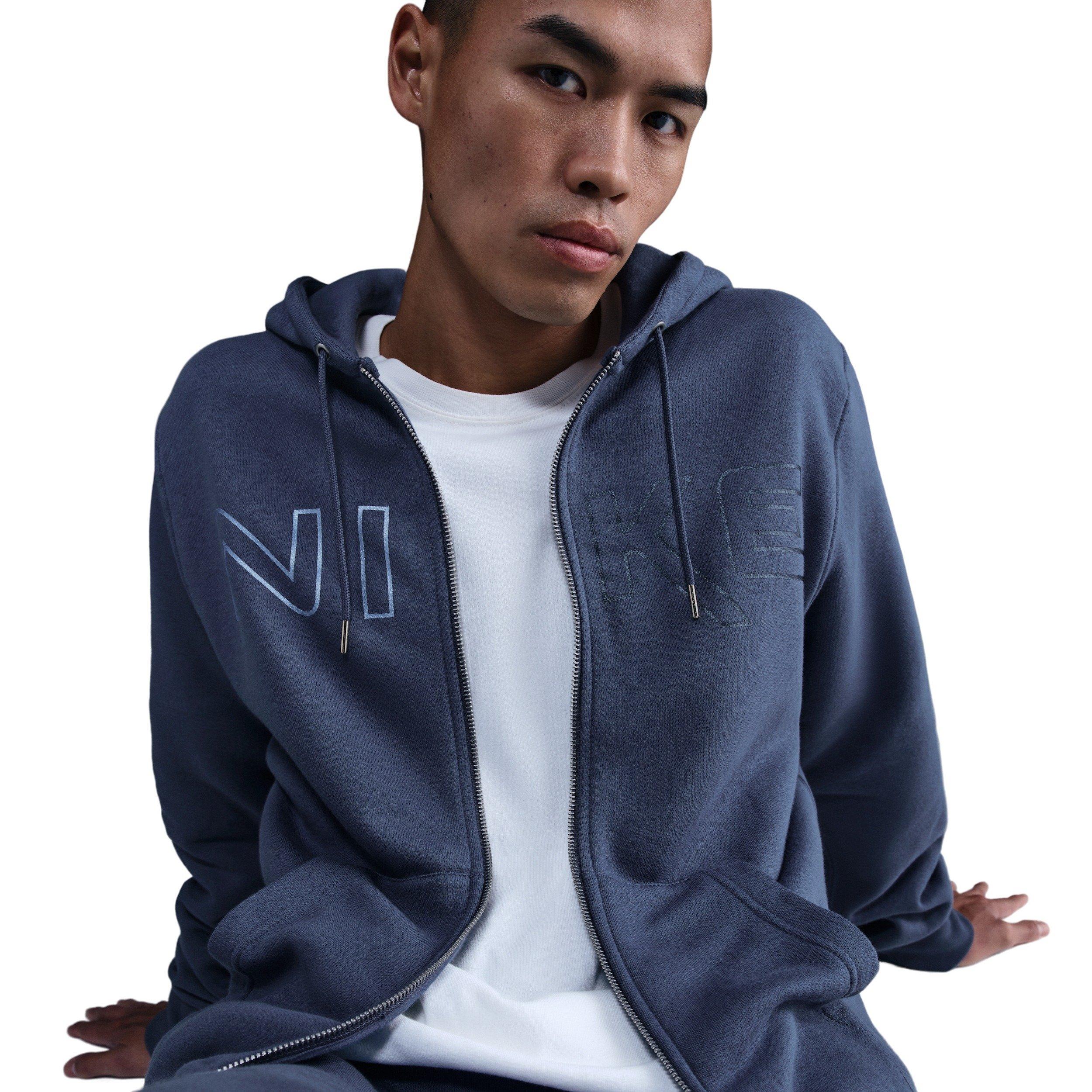 Nike Men's Club Fleece Department of Motion Full-Zip Hooded Jacket - BLUE Thumbnail View 3