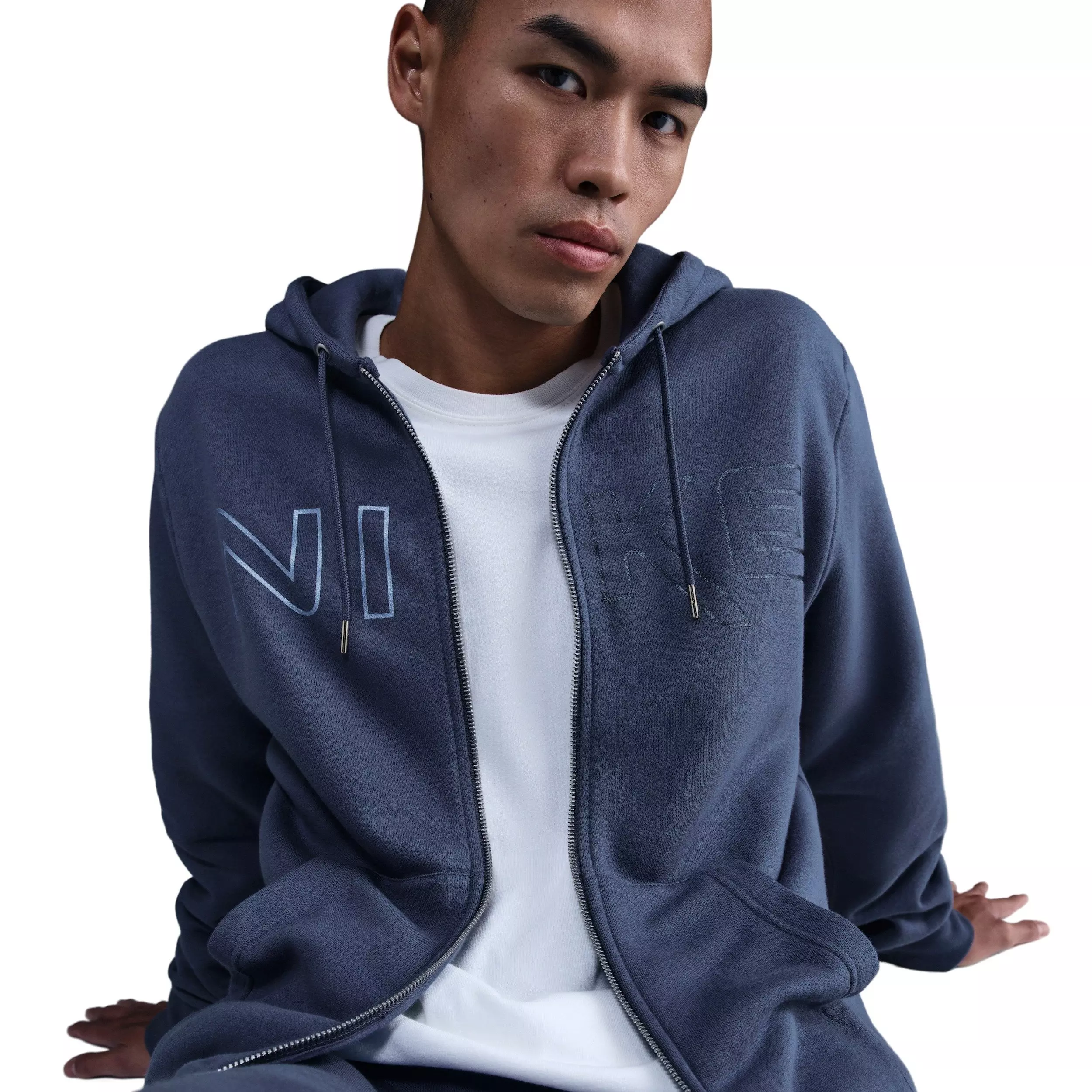 Nike Men's Club Fleece Department of Motion Full-Zip Hooded Jacket - BLUE