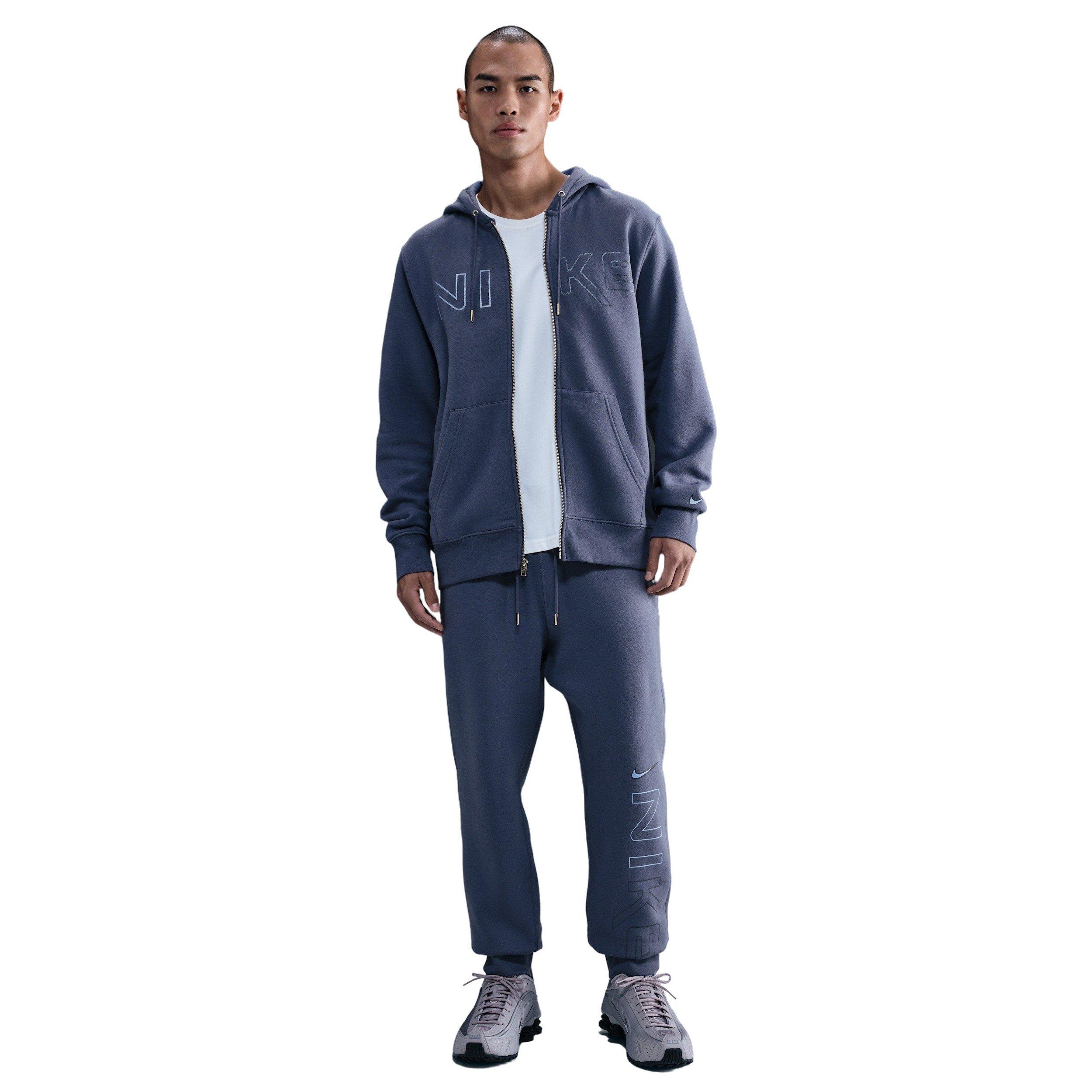 Nike Men's Club Fleece Department of Motion Full-Zip Hooded Jacket - BLUE Thumbnail View 4