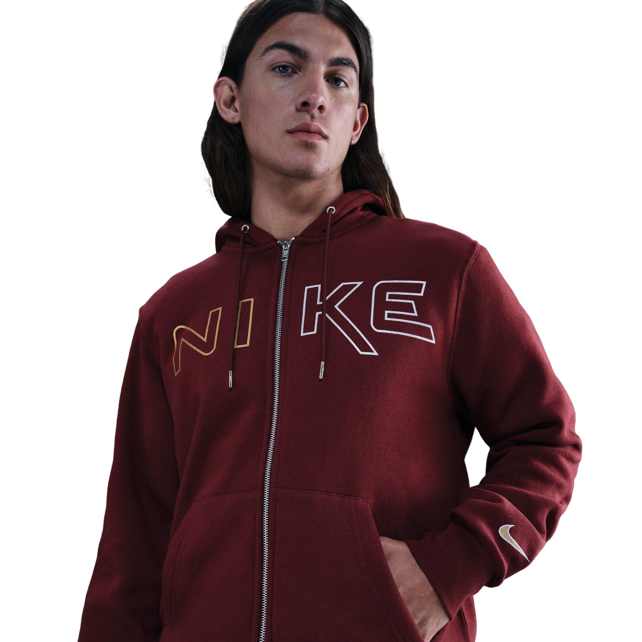 Nike Men's Club Fleece Department of Motion Full-Zip Hooded Jacket - RED Thumbnail View 1