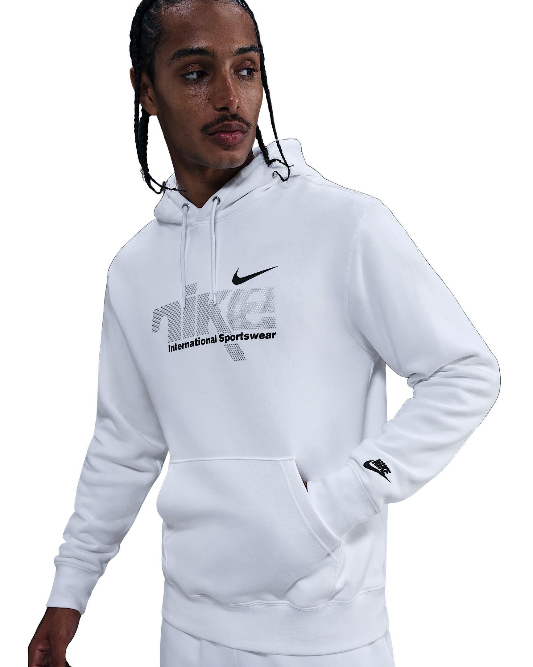 Nike Men's Sportswear Club Fleece Pullover Hoodie - White - WHITE Thumbnail View 3
