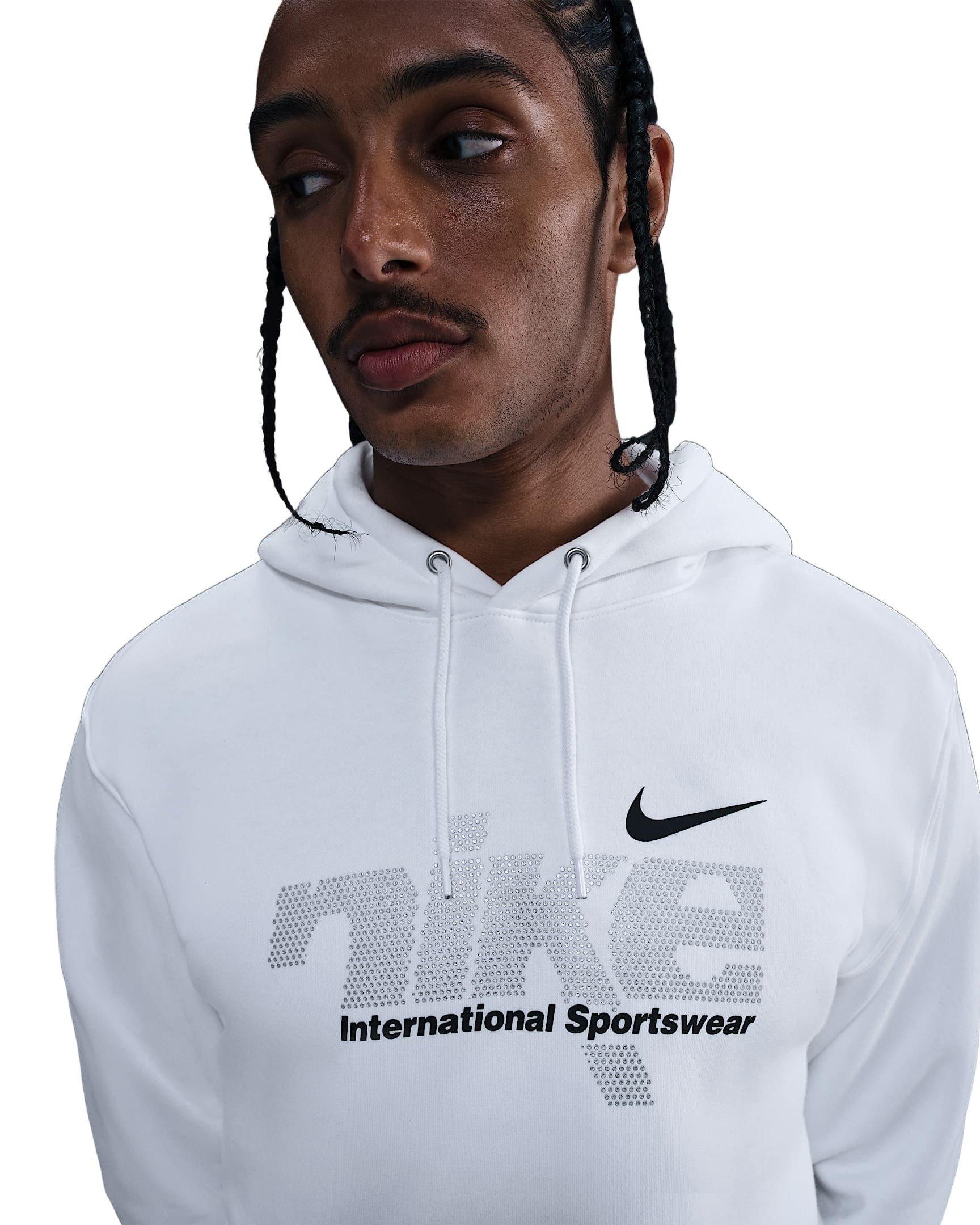 Nike Men's Sportswear Club Fleece Pullover Hoodie - White - WHITE Thumbnail View 5