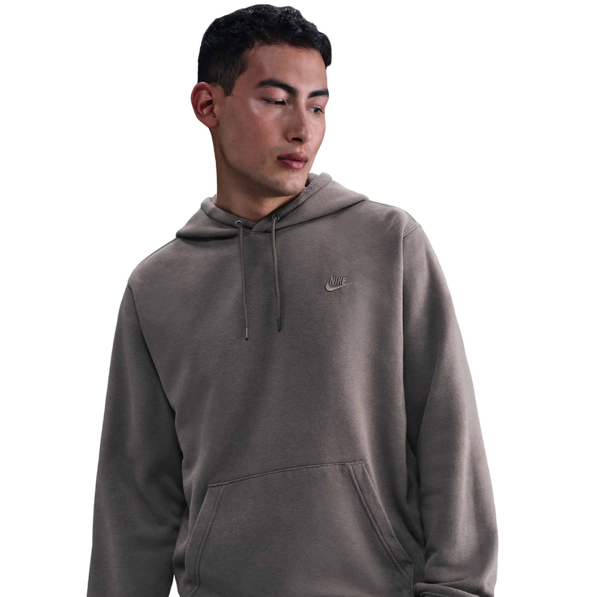 Nike Men's Sportswear Club Washed Fleece Hoodie - Grey - GREY Thumbnail View 1