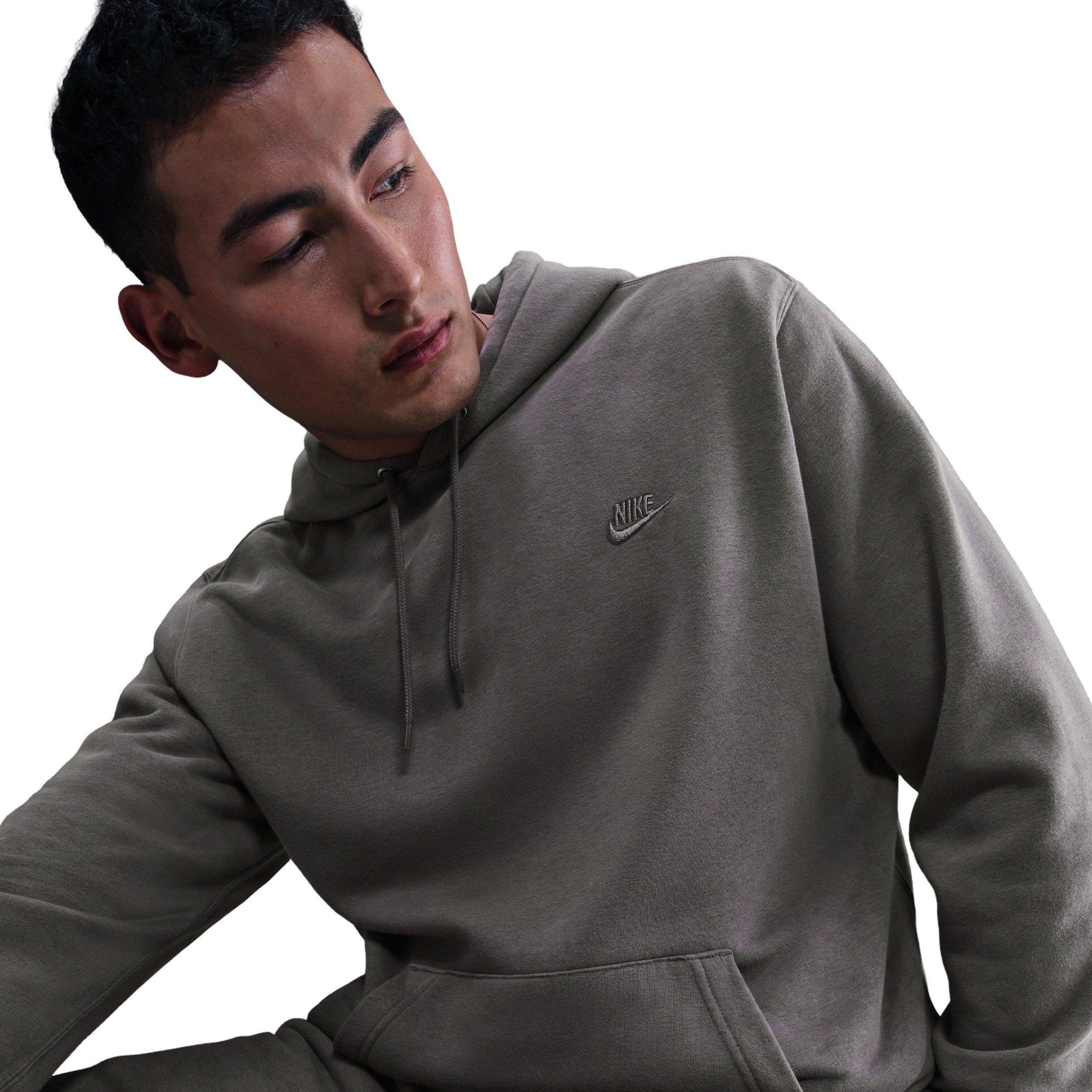 Nike Men's Sportswear Club Washed Fleece Hoodie - Grey - GREY Thumbnail View 3