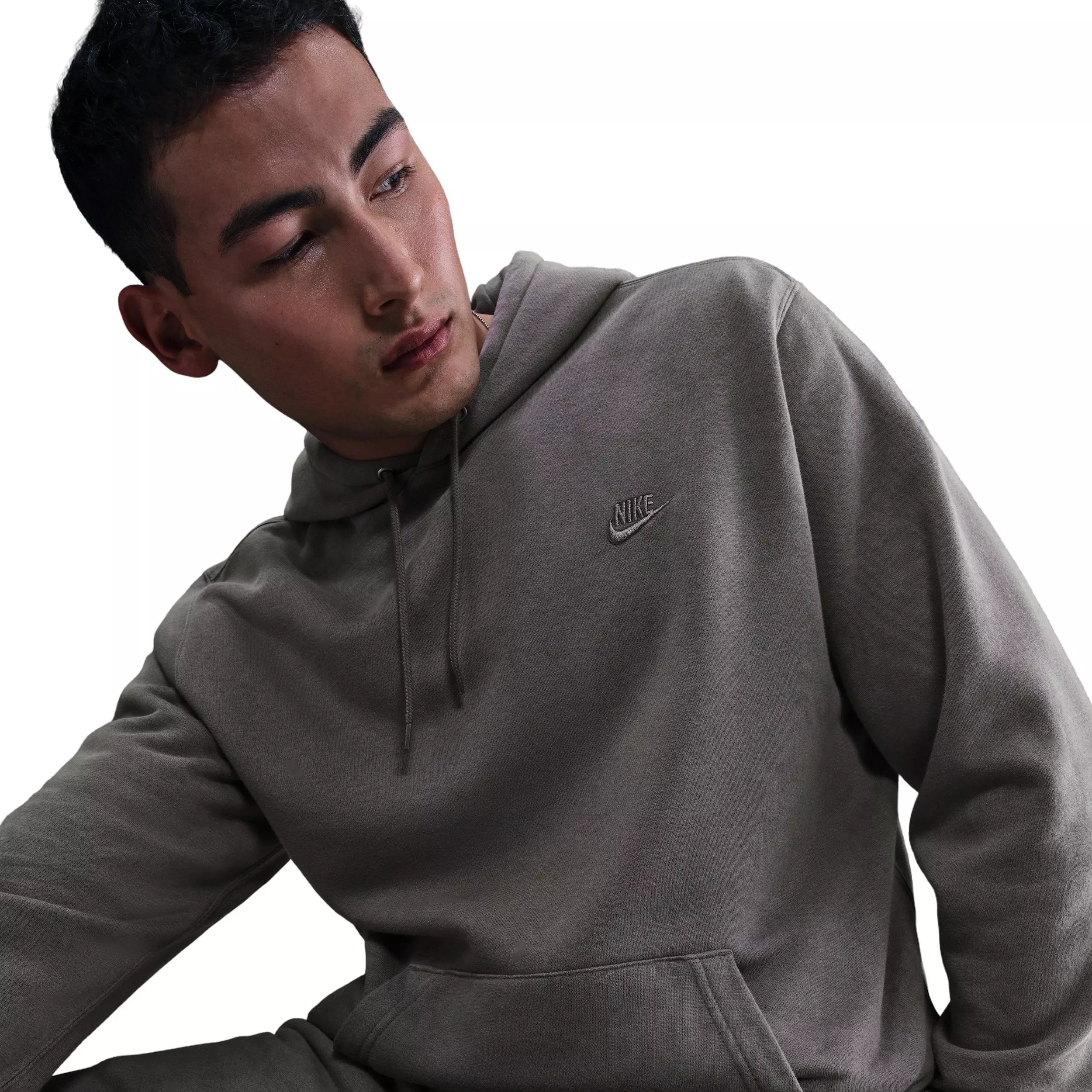 Nike Men's Sportswear Club Washed Fleece Hoodie - Grey - GREY