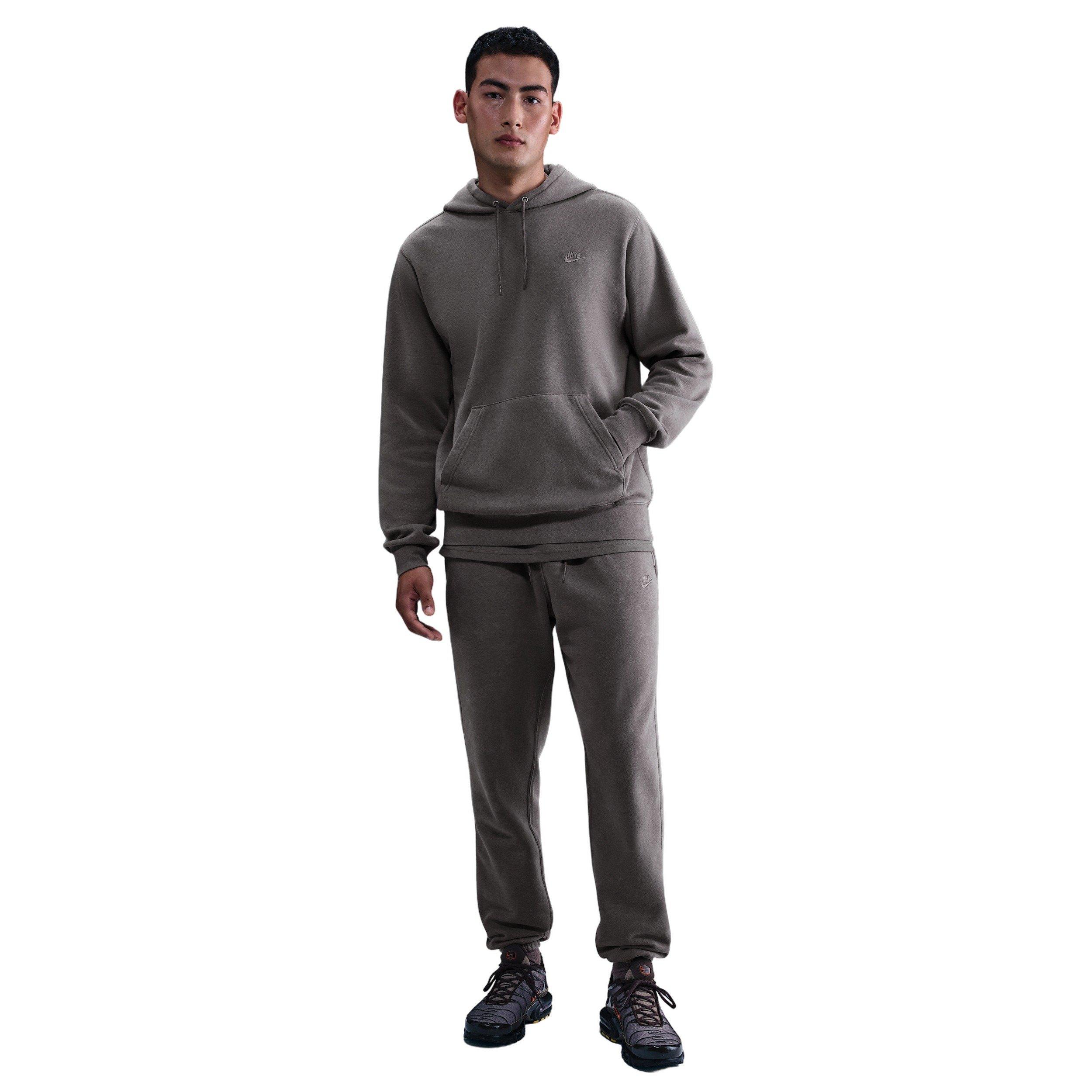 Nike Men's Sportswear Club Washed Fleece Hoodie - Grey - GREY Thumbnail View 4