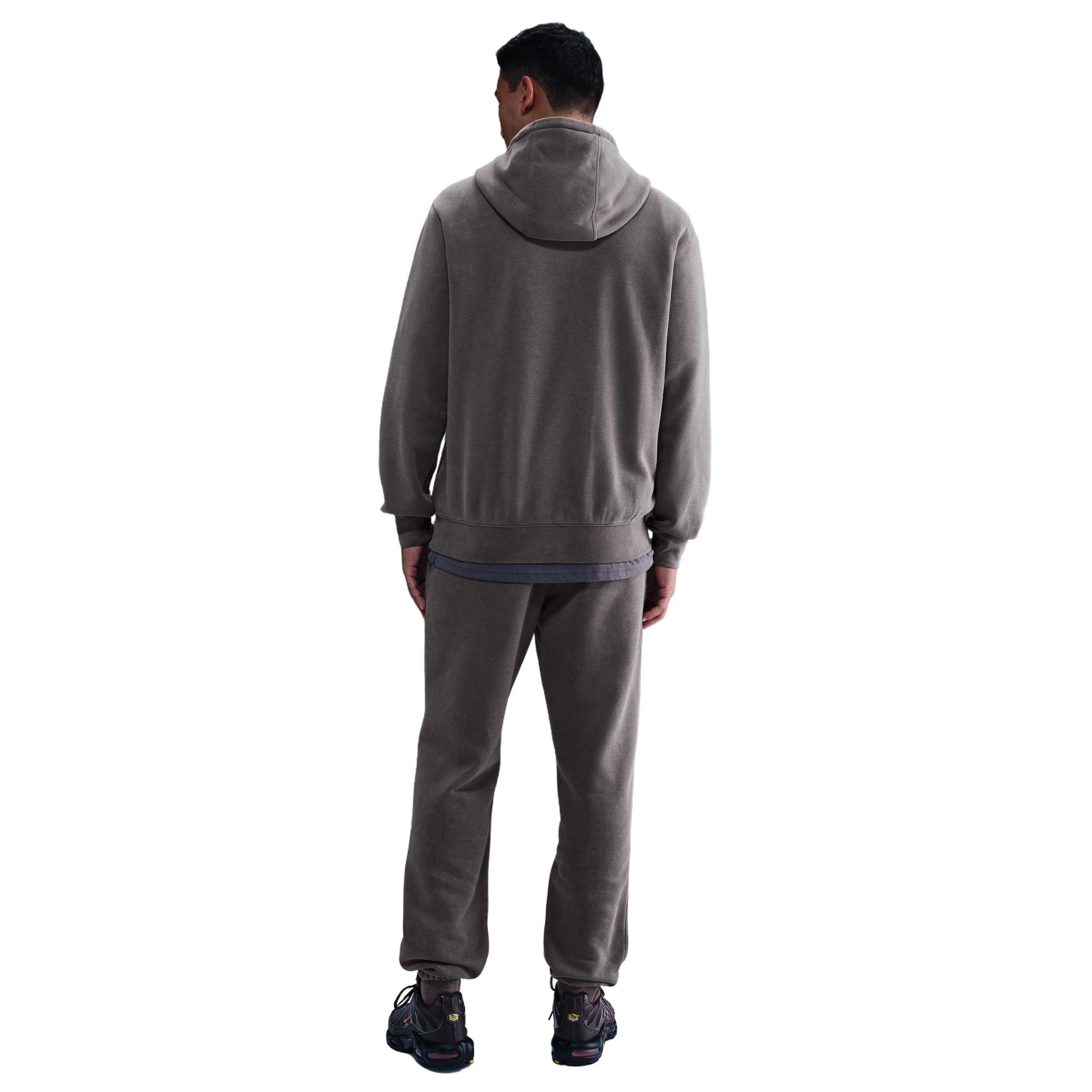 Nike Men's Sportswear Club Washed Fleece Hoodie - Grey - GREY Thumbnail View 5