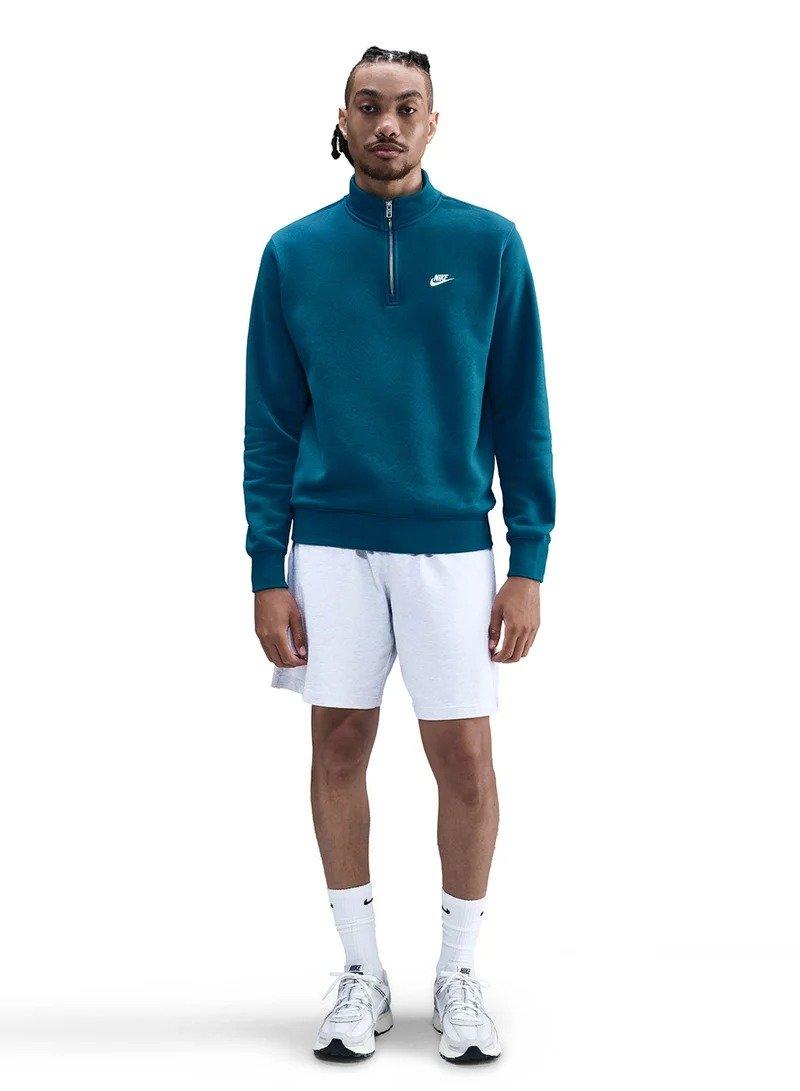 Nike Men's Sportswear Club 1/2 Zip Fleece Top - Blue - BLUE Thumbnail View 3
