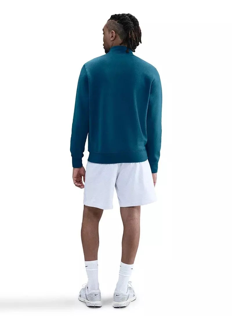 Nike Men's Sportswear Club 1/2 Zip Fleece Top - Blue - BLUE