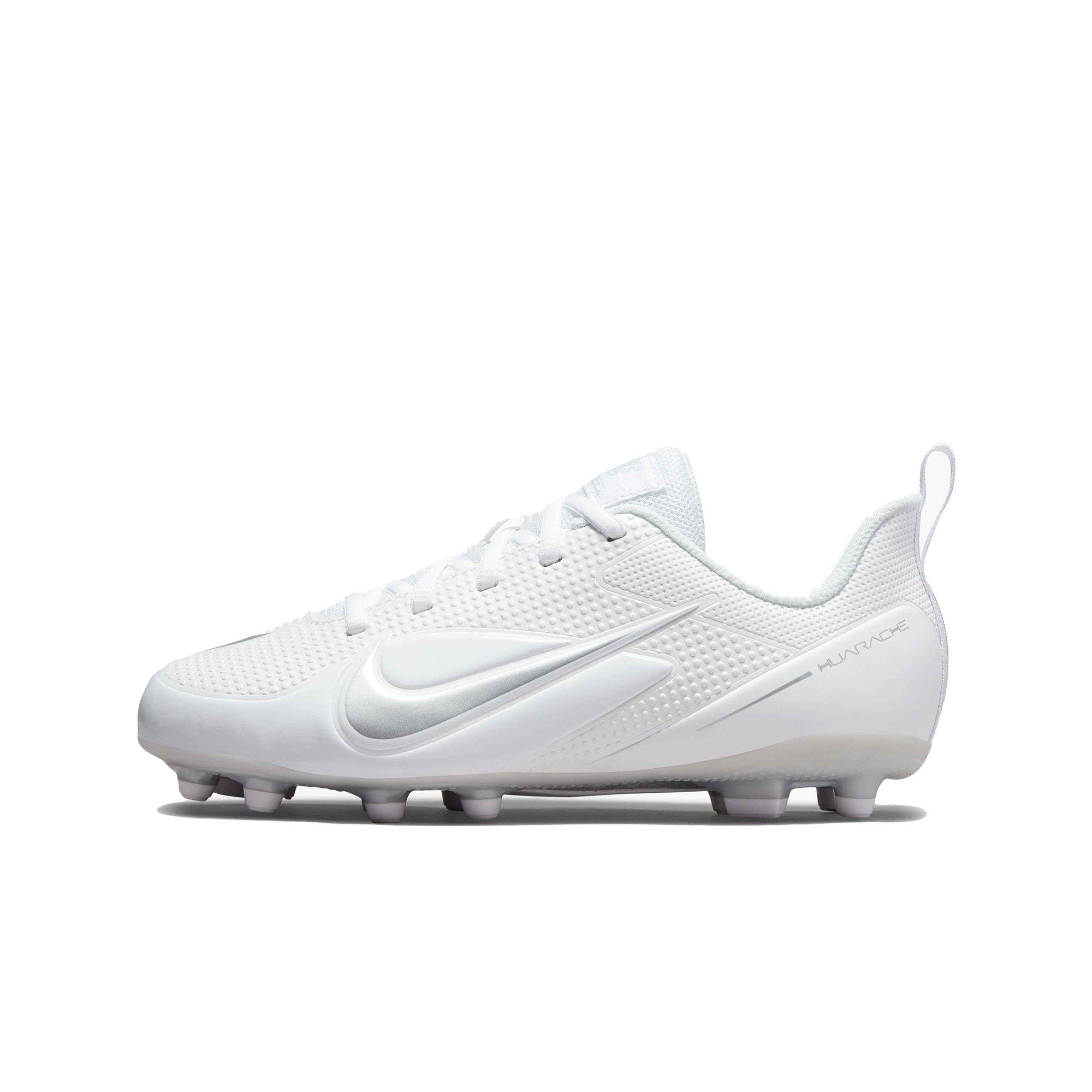 Nike Alpha Huarache 8 "White/Metallic Silver/Volt" Grade School Boys' Lacrosse Cleat - WHITE Thumbnail View 2