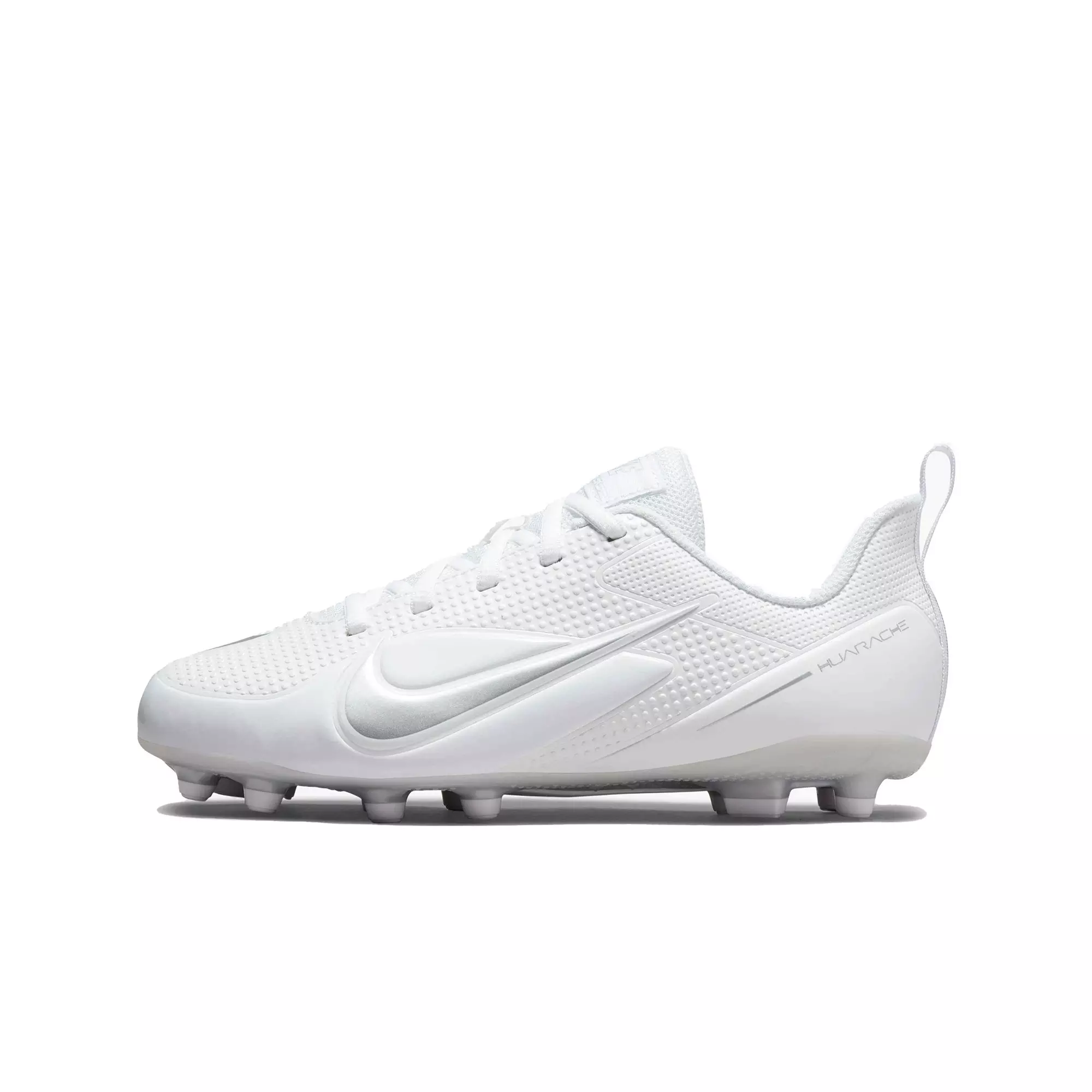 Nike Alpha Huarache 8 "White/Metallic Silver/Volt" Grade School Boys' Lacrosse Cleat - WHITE