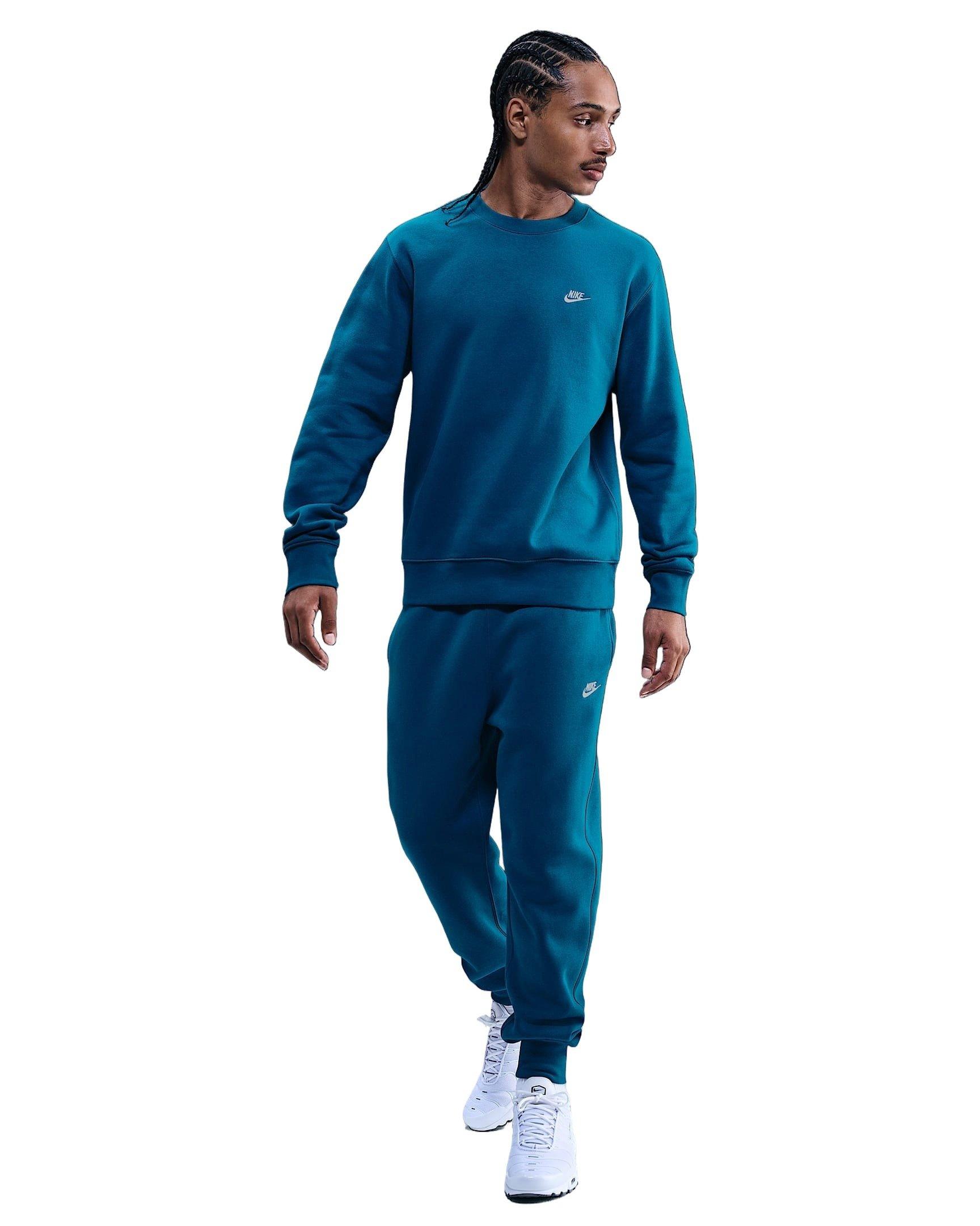 Nike Men's Sportswear Club Brushed Fleece Crew - BLUE Thumbnail View 4