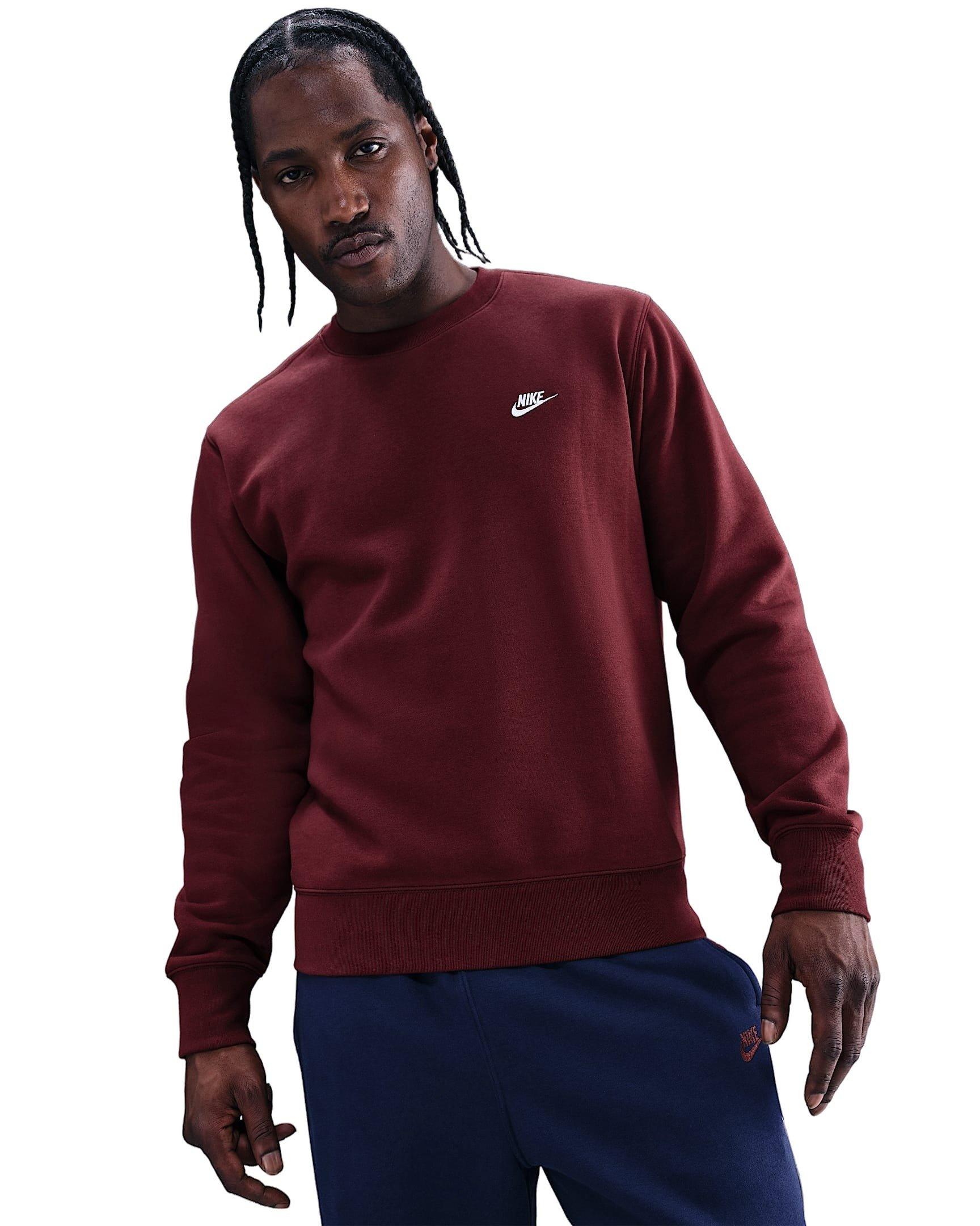 Nike Men's Sportswear Club Brushed Fleece Crew - RED Thumbnail View 1