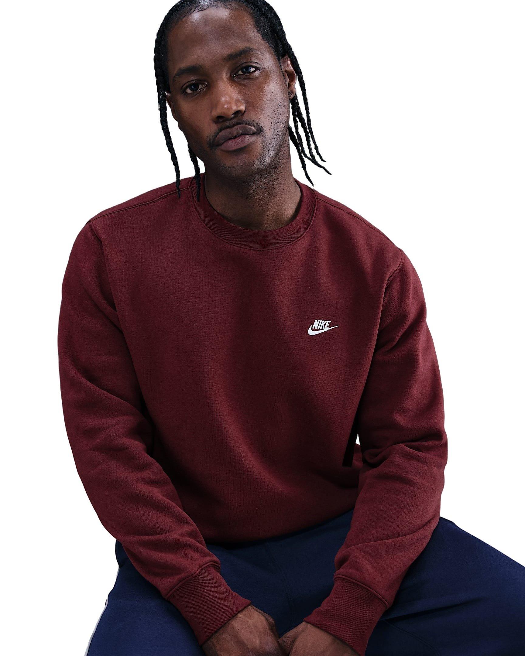 Nike Men's Sportswear Club Fleece Crew - RED Thumbnail View 3