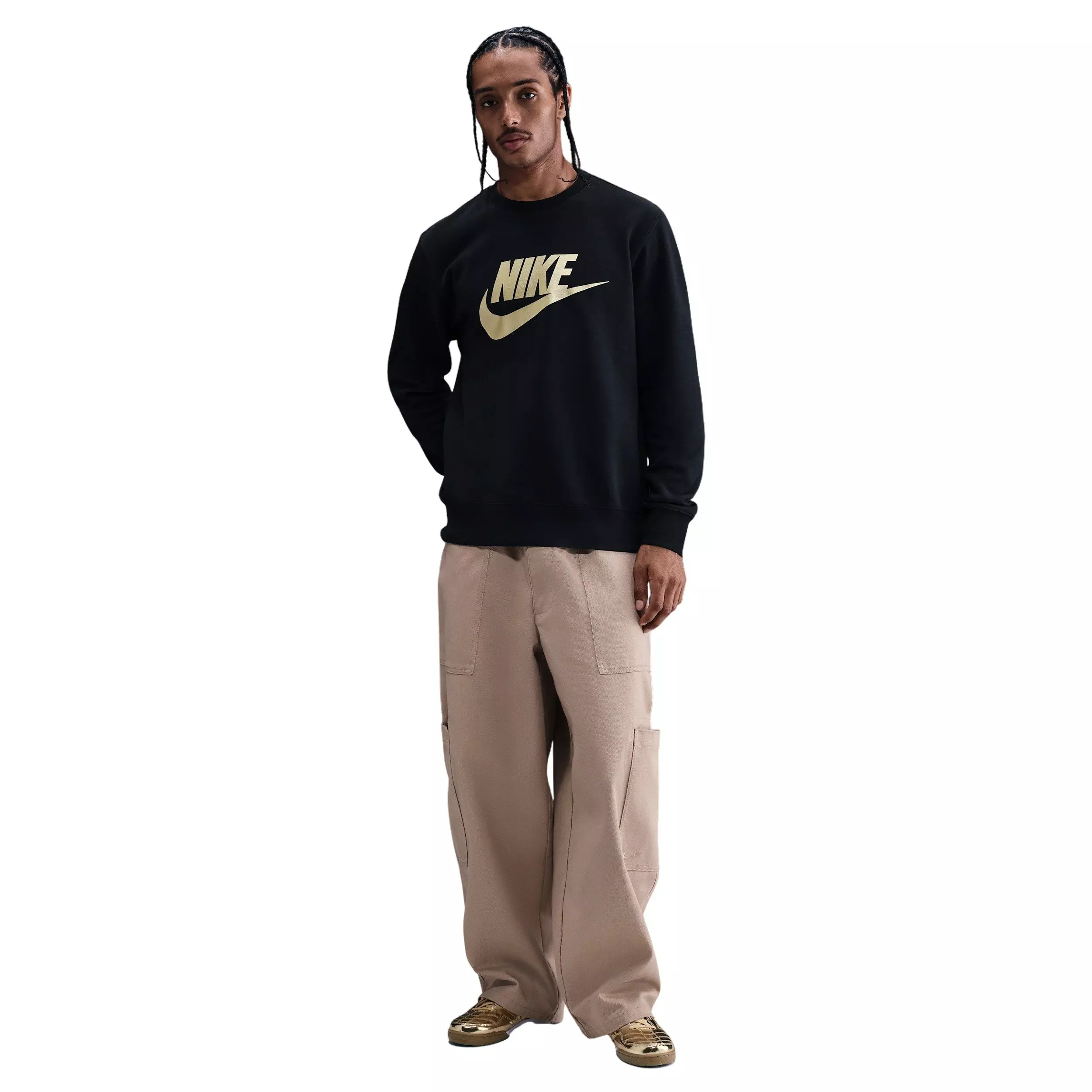 Nike Men's Sportswear Club Graphic Fleece Crew - BLACK