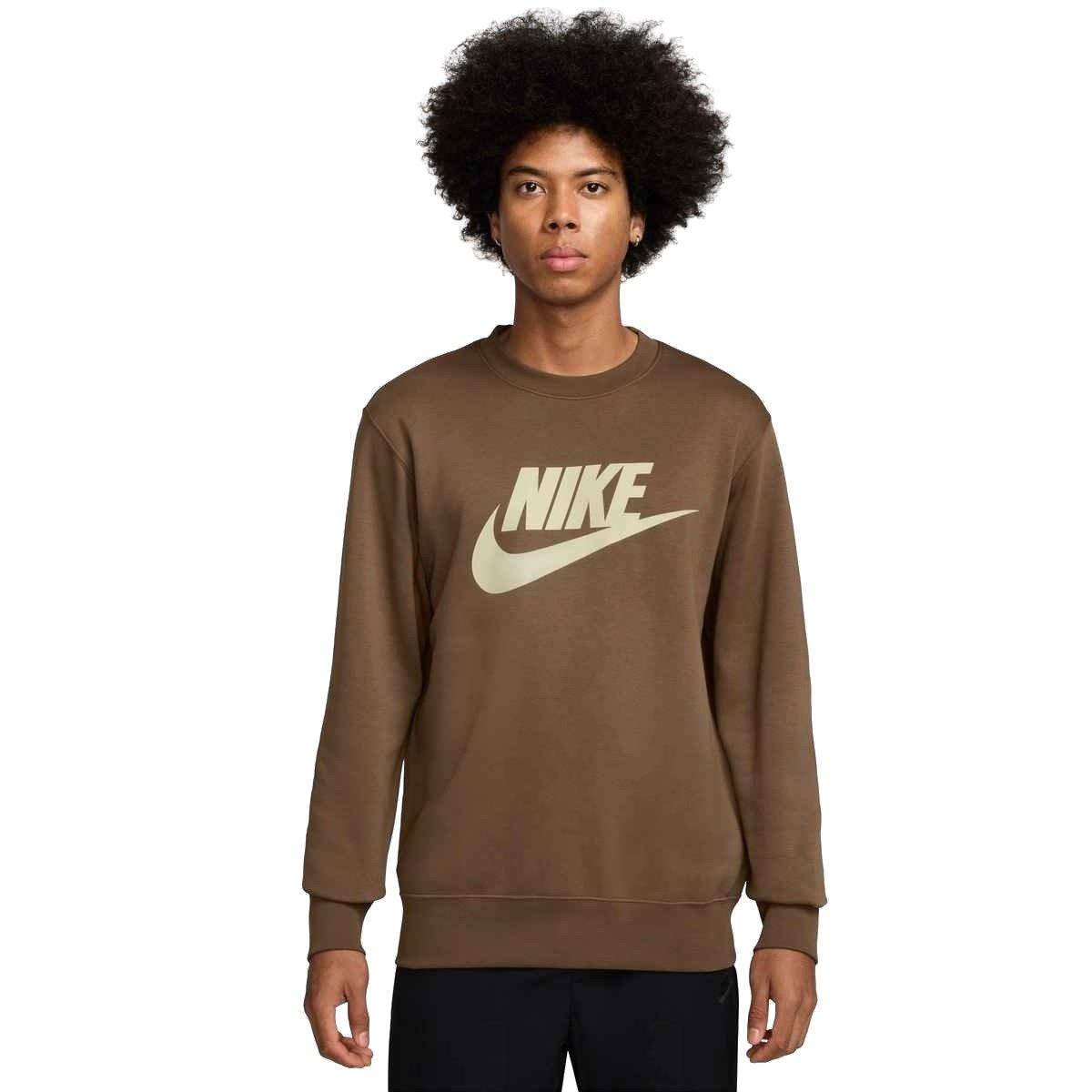 Nike Men's Sportswear Club Graphic Fleece Crew - BROWN Thumbnail View 1