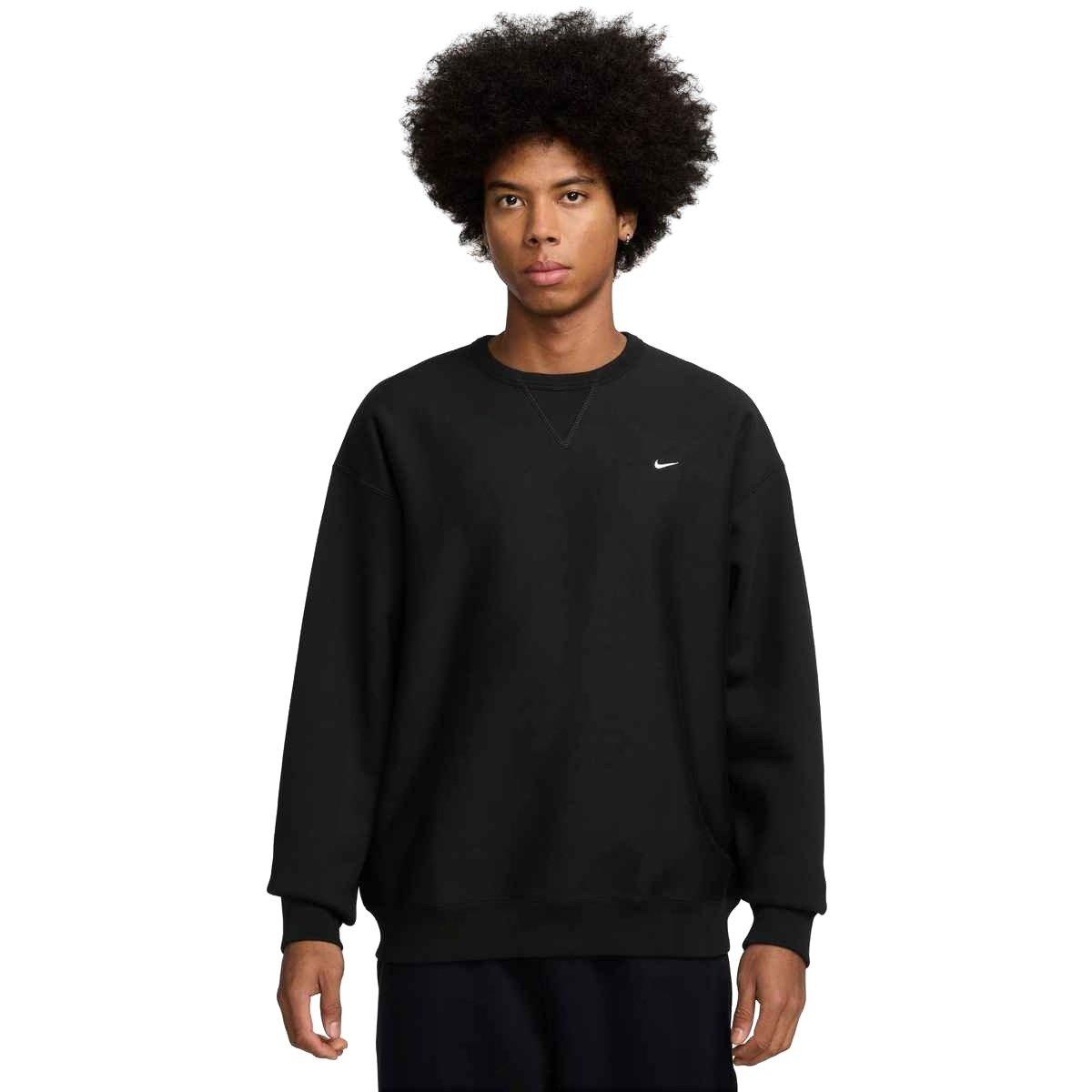 Nike Men's Solo Swoosh Fleece Crew - BLACK Thumbnail View 1
