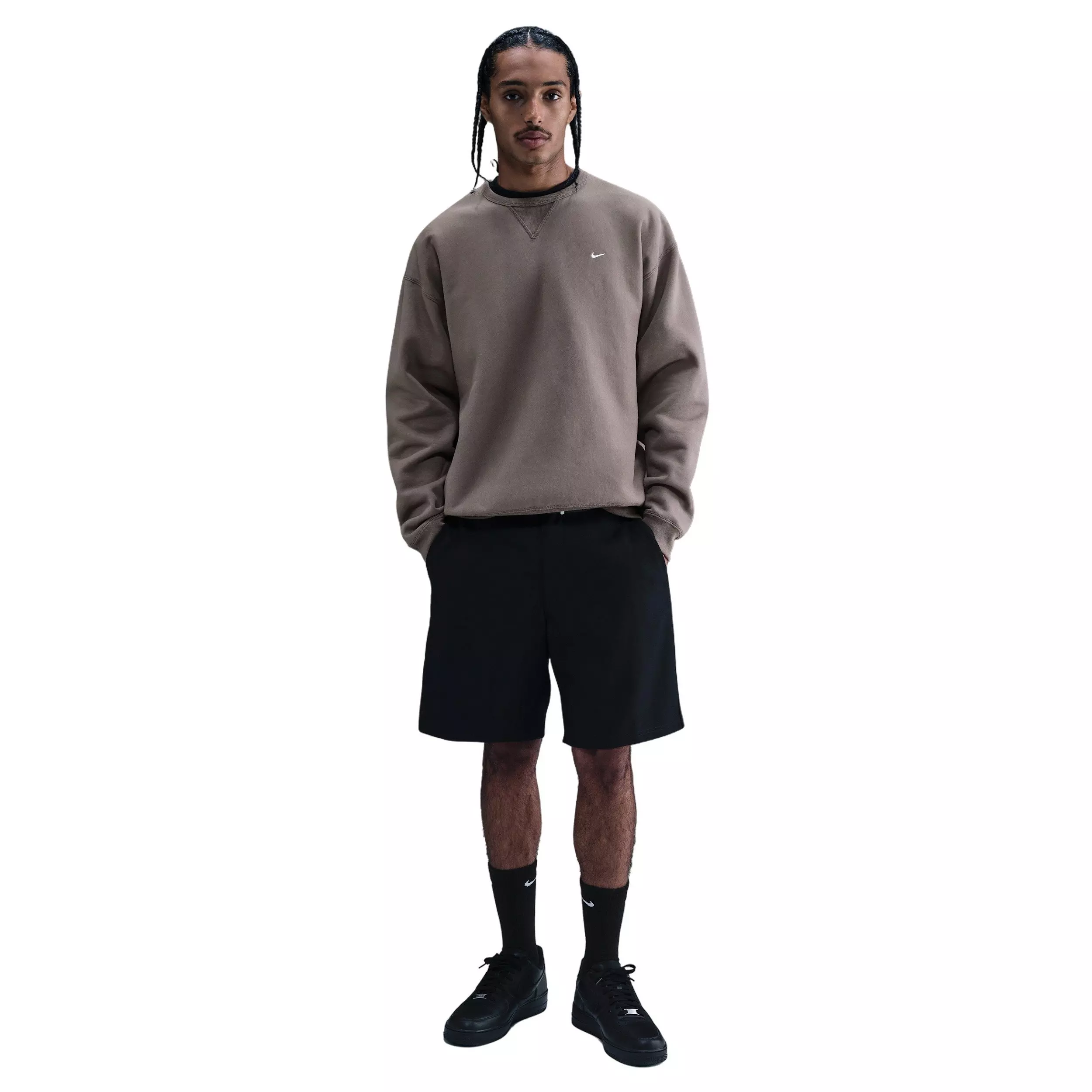 Nike Men's Solo Swoosh Fleece Crew - GREY