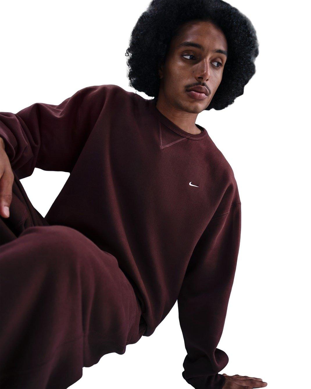Nike Men's Solo Swoosh Fleece Crew - BURGUNDY Thumbnail View 3