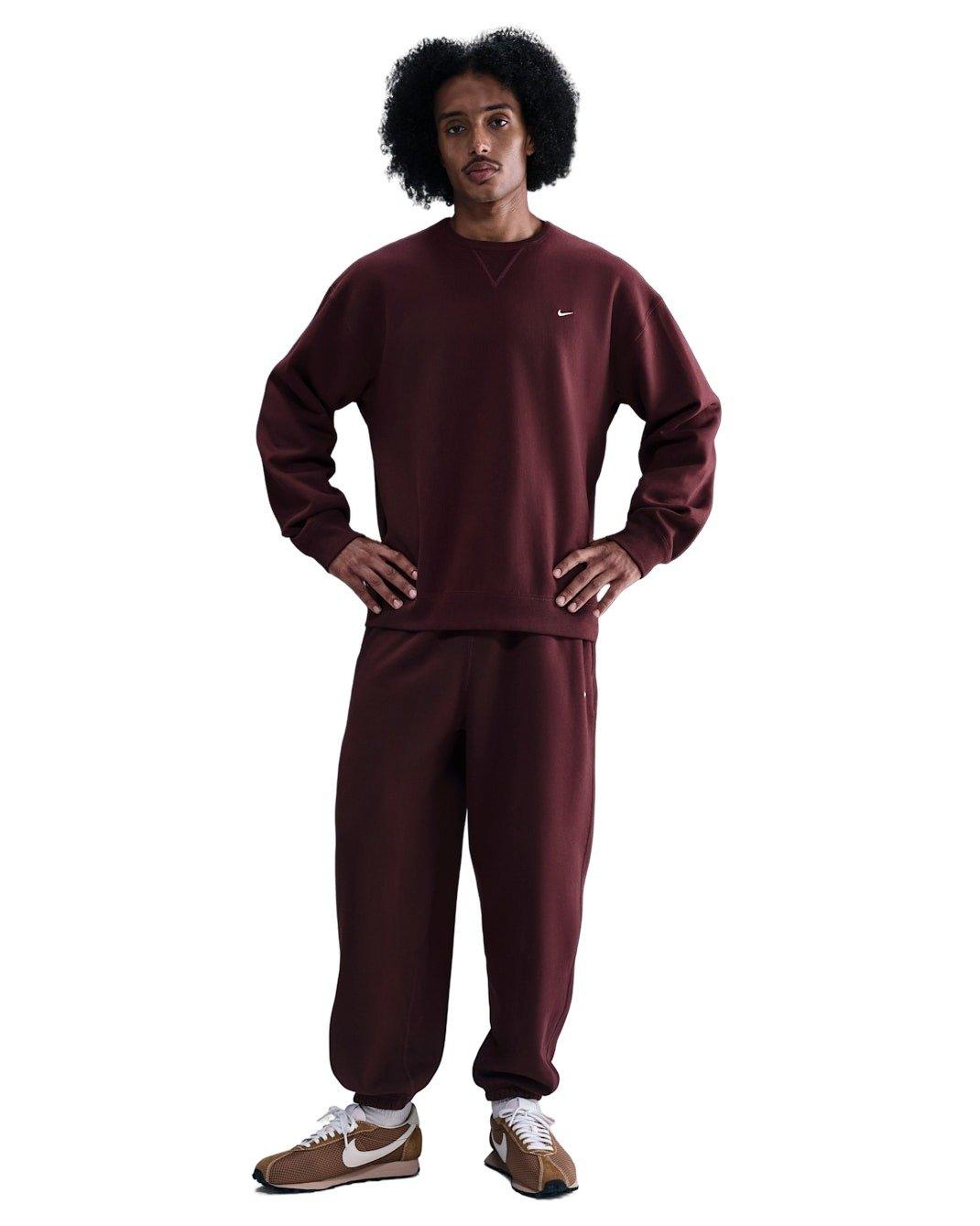 Nike Men's Solo Swoosh Fleece Crew - BURGUNDY Thumbnail View 4