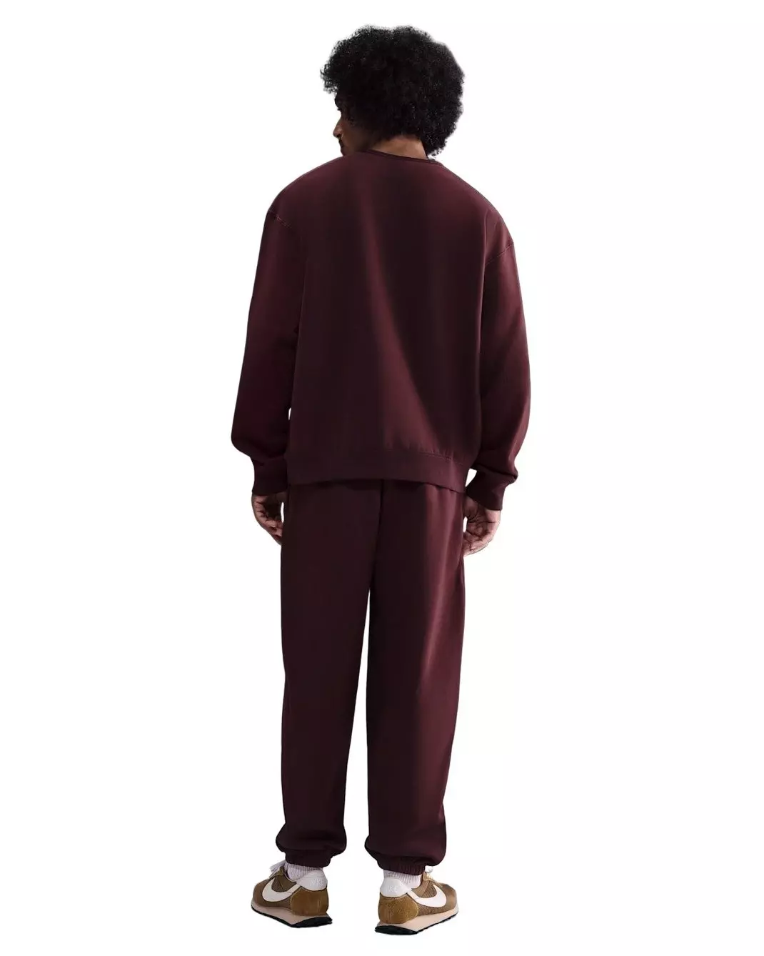 Nike Men's Solo Swoosh Fleece Crew - BURGUNDY