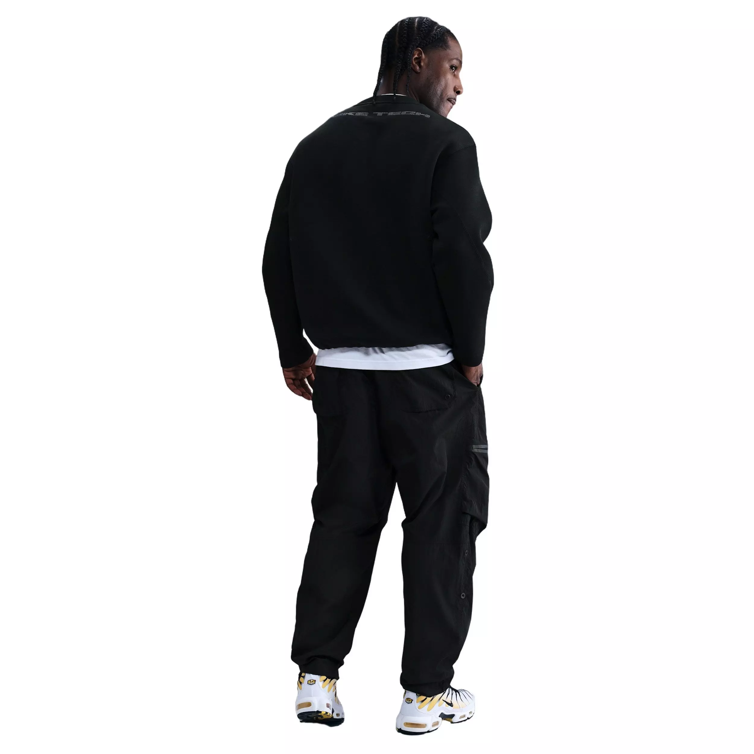 Nike Men's Tech Fleece Crew with Reflective Accents Sweater - BLACK