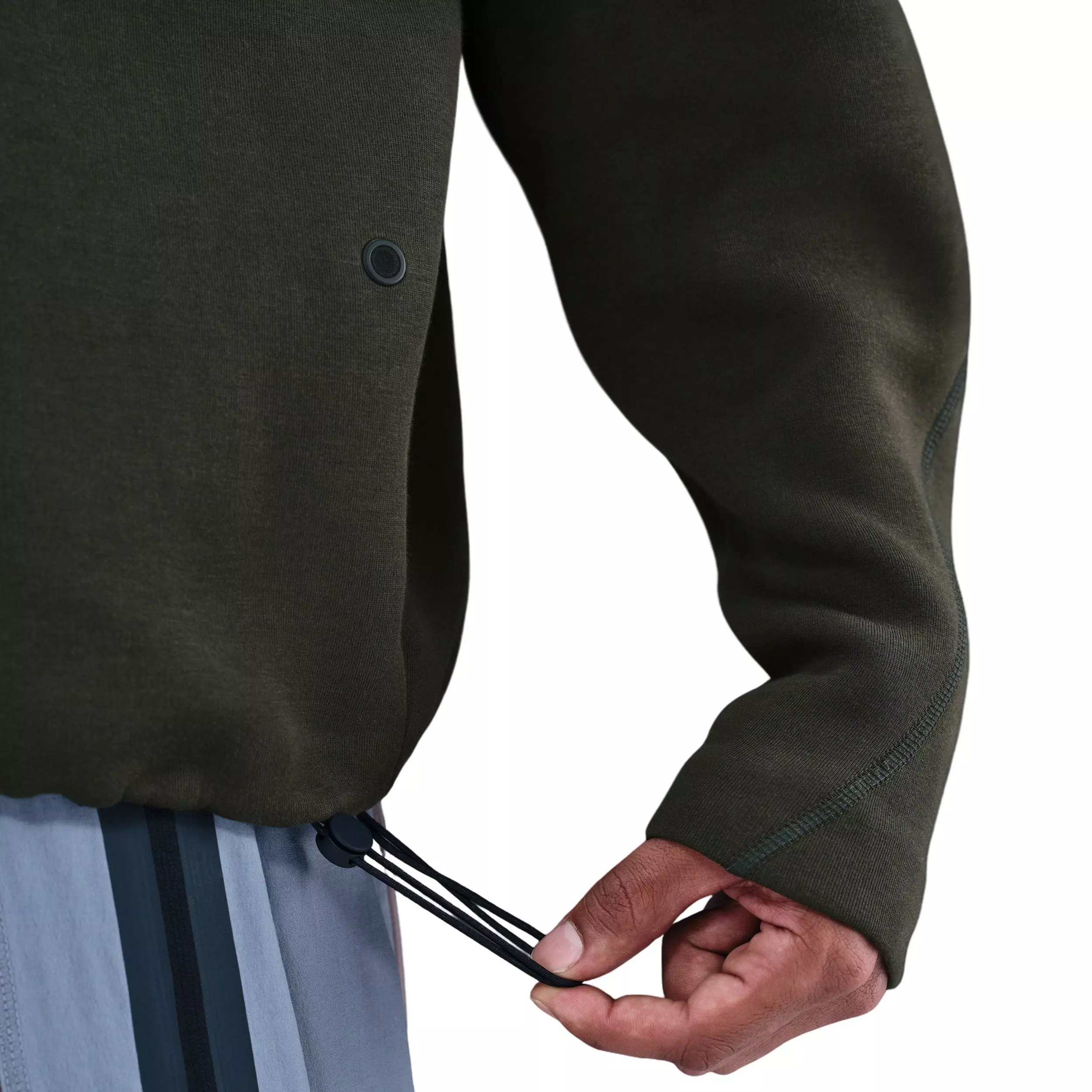 Nike Men's Tech Fleece Crew with Reflective Accents Sweater - GREEN