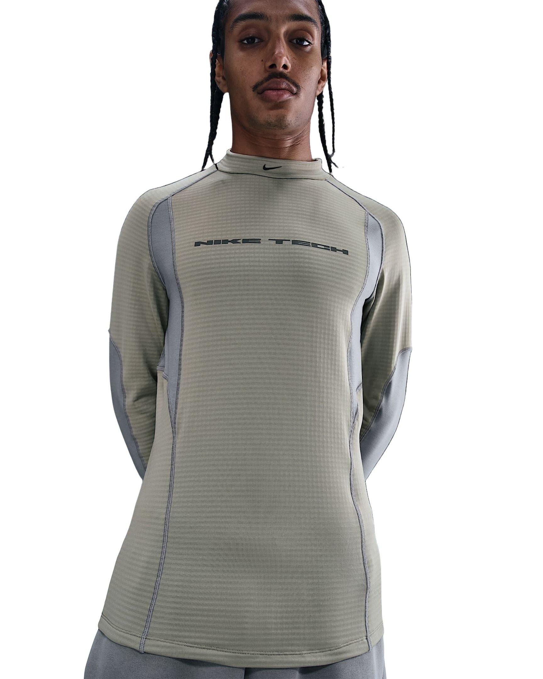 Nike Men's Tech Pro Base Layer Long-Sleeve Top - LT GREEN Thumbnail View 1