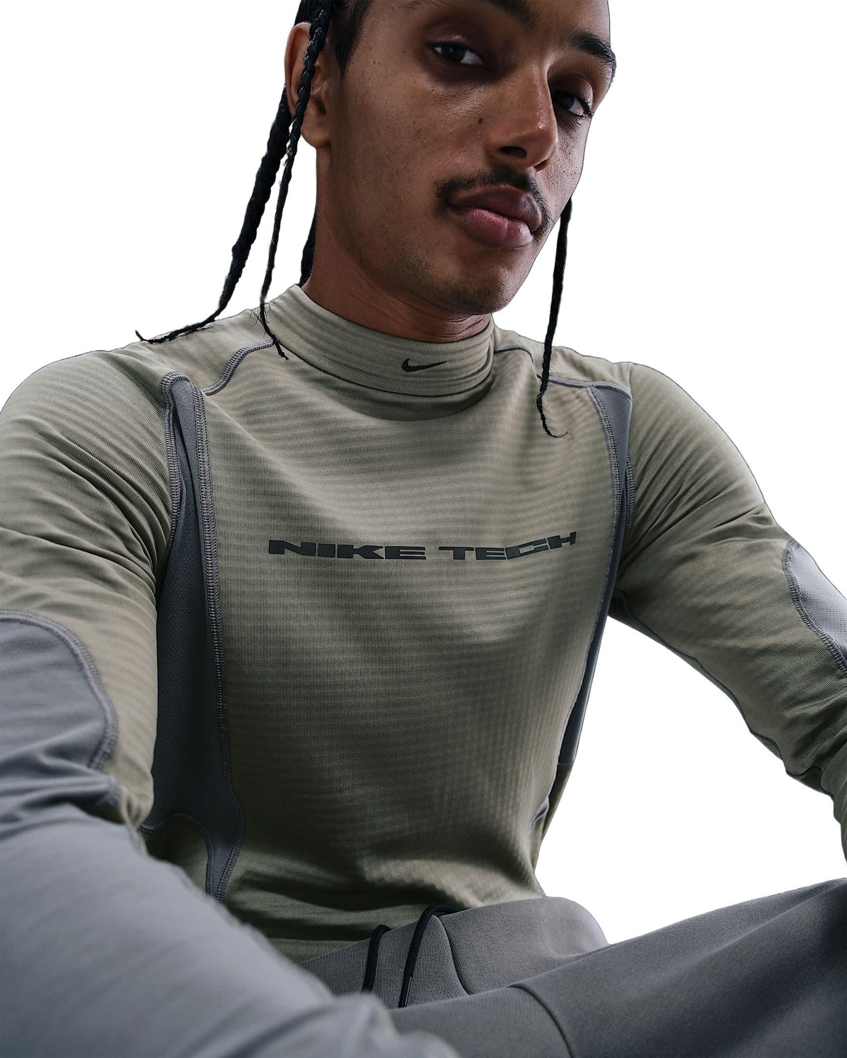 Nike Men's Tech Pro Base Layer Long-Sleeve Top - LT GREEN Thumbnail View 3