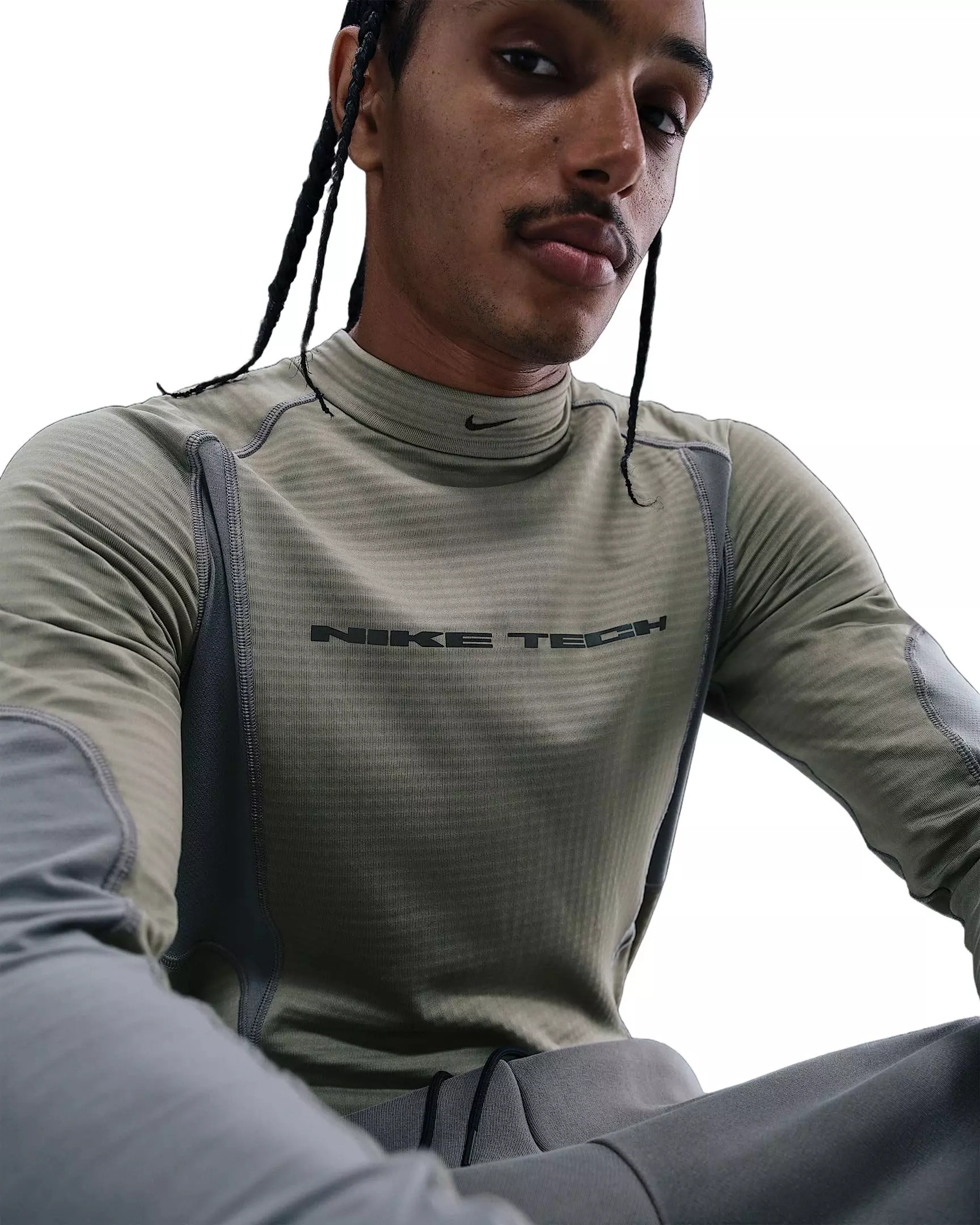 Nike Men's Tech Pro Base Layer Long-Sleeve Top - LT GREEN