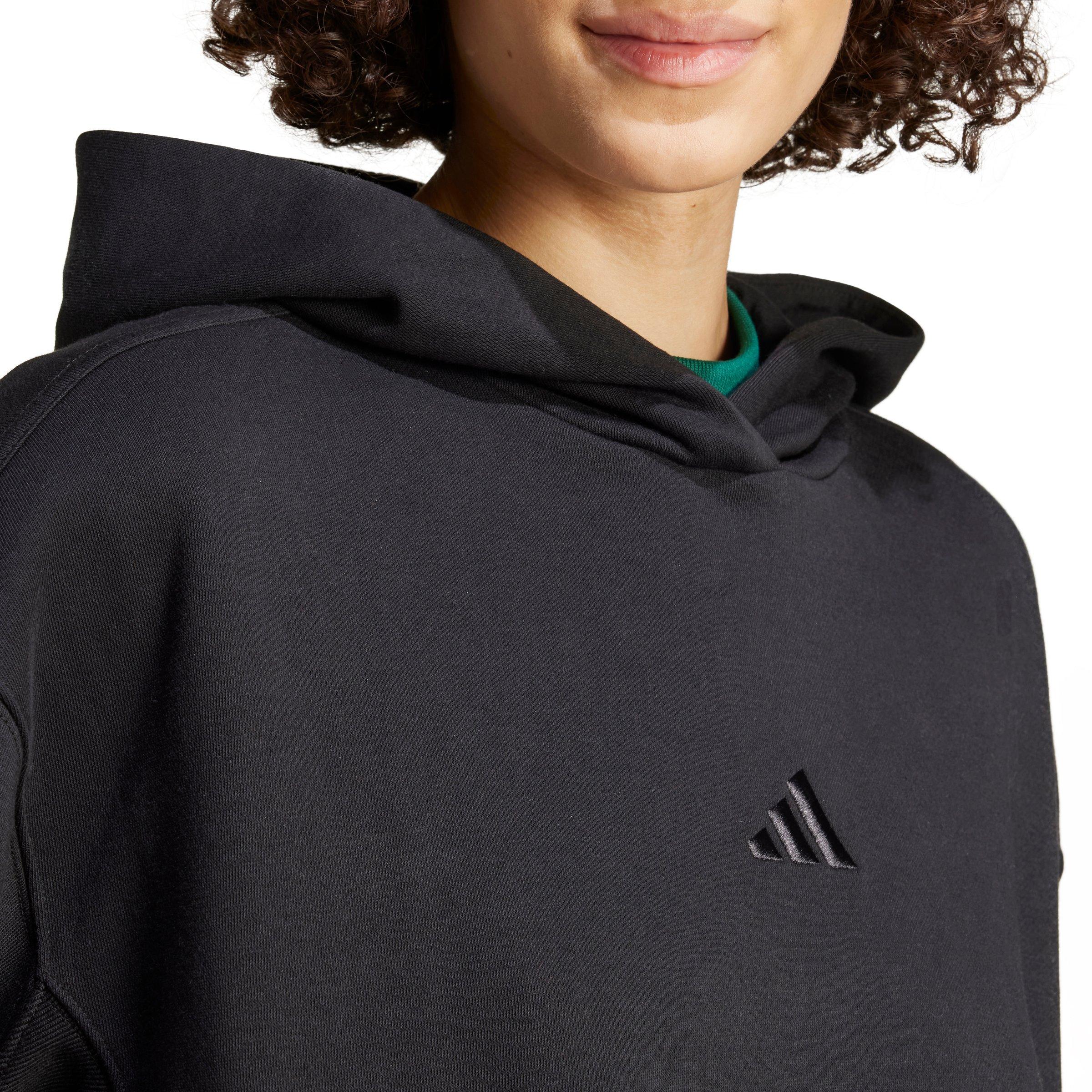 adidas Women's All SZN Fleece Loose Hoodie -Black - BLACK Thumbnail View 3