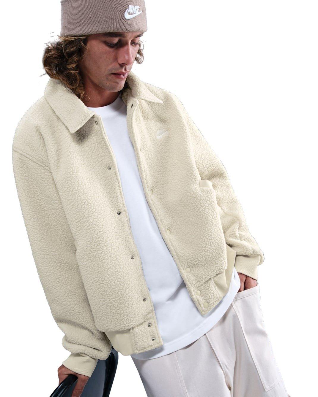 Nike Men's Sportswear Club Heavyweight Fleece Coach Jacket - LT KHAKI Thumbnail View 3