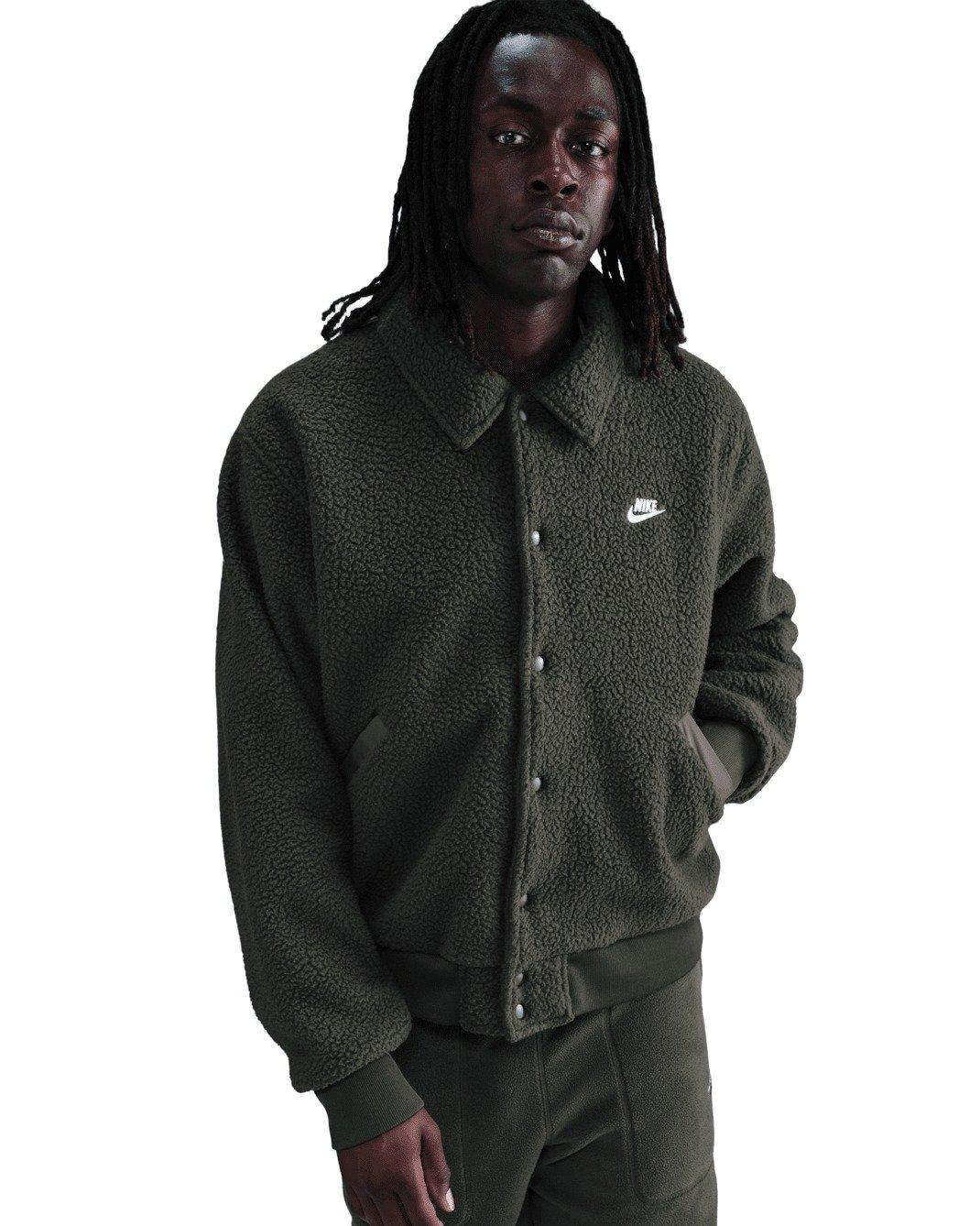 Nike Men's Sportswear Club Heavyweight Fleece Coach Jacket - GREEN Thumbnail View 1